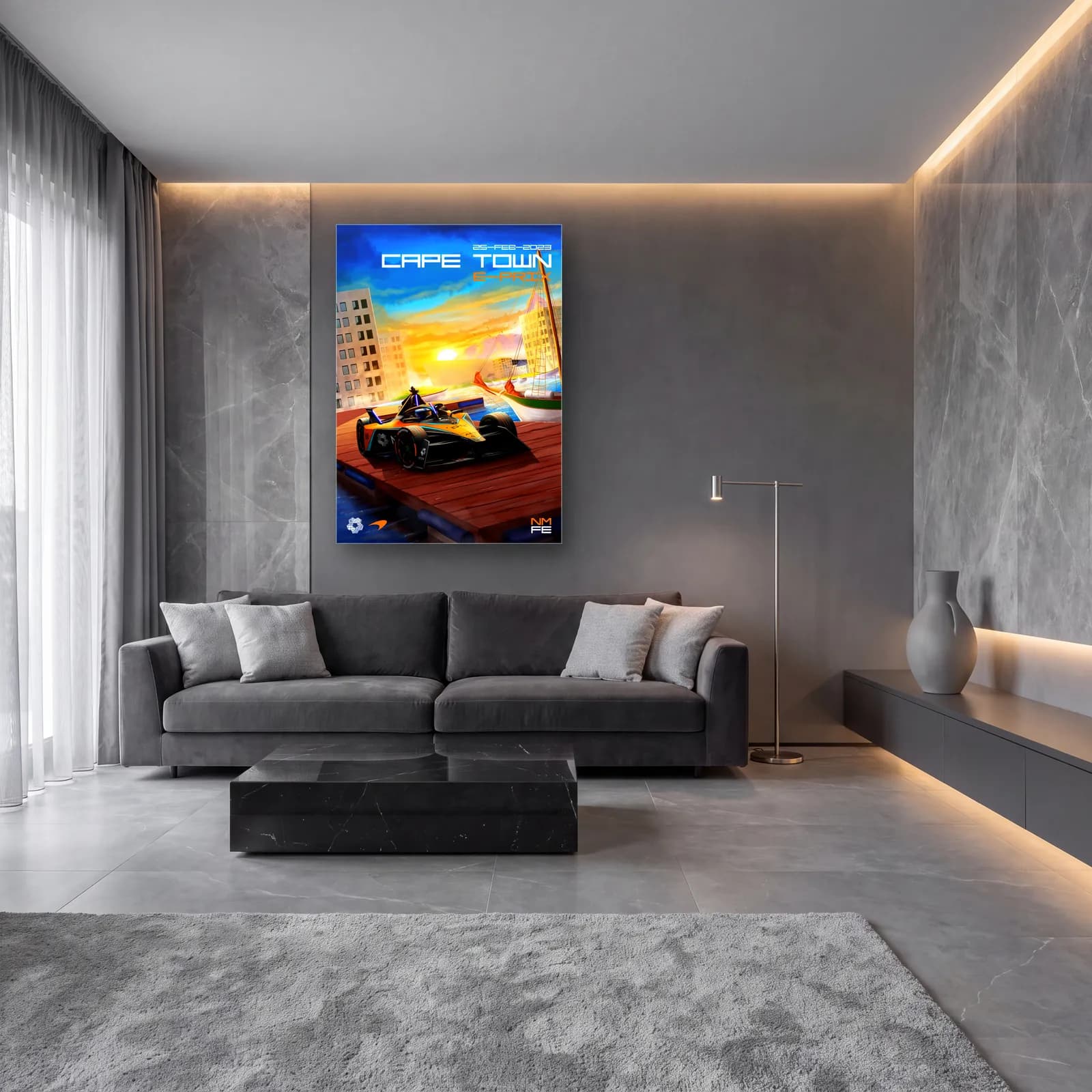 Cape Town E-Prix Posteri cam tablo — lüks salon duvarında