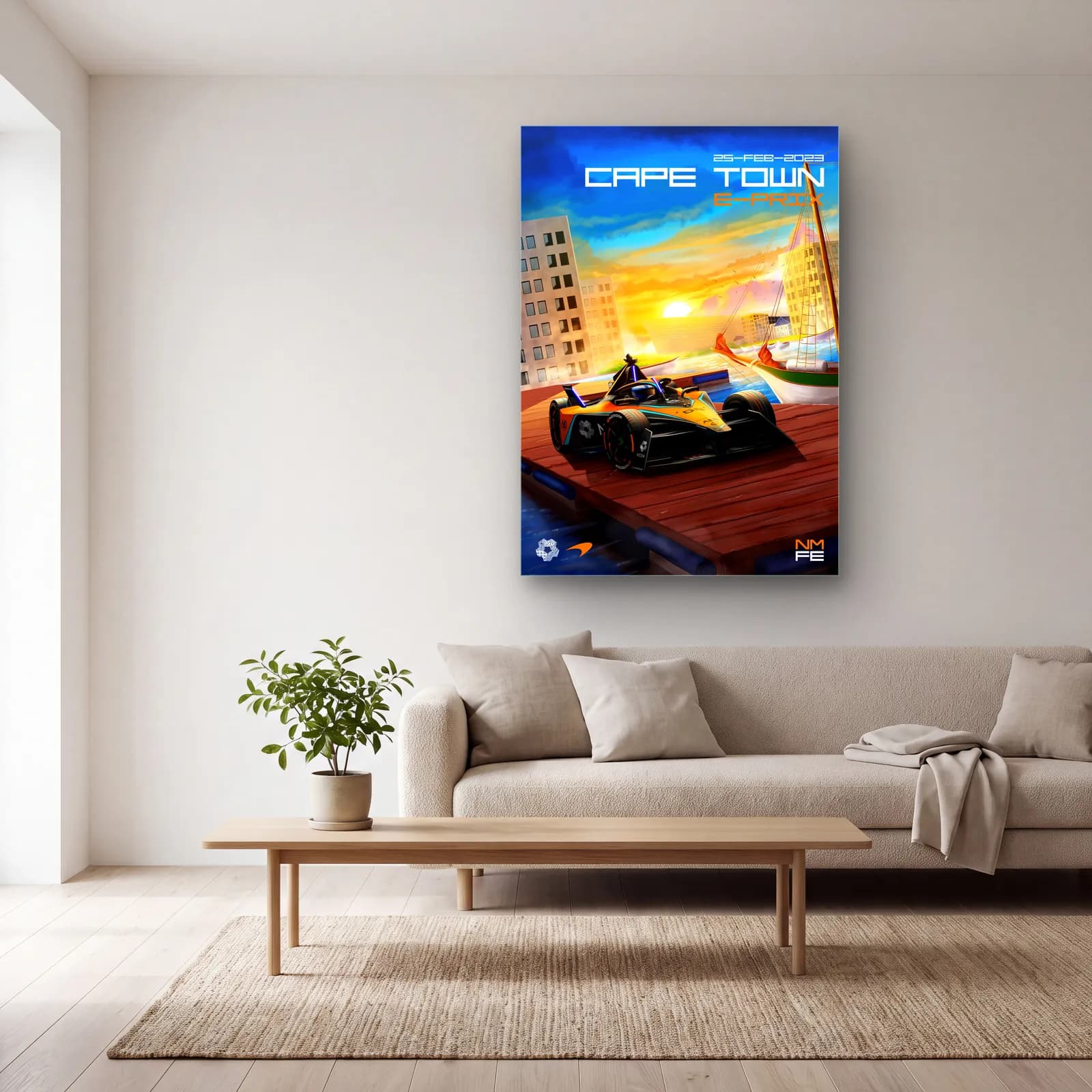Cape Town E-Prix Posteri cam tablo — açık renk salonda
