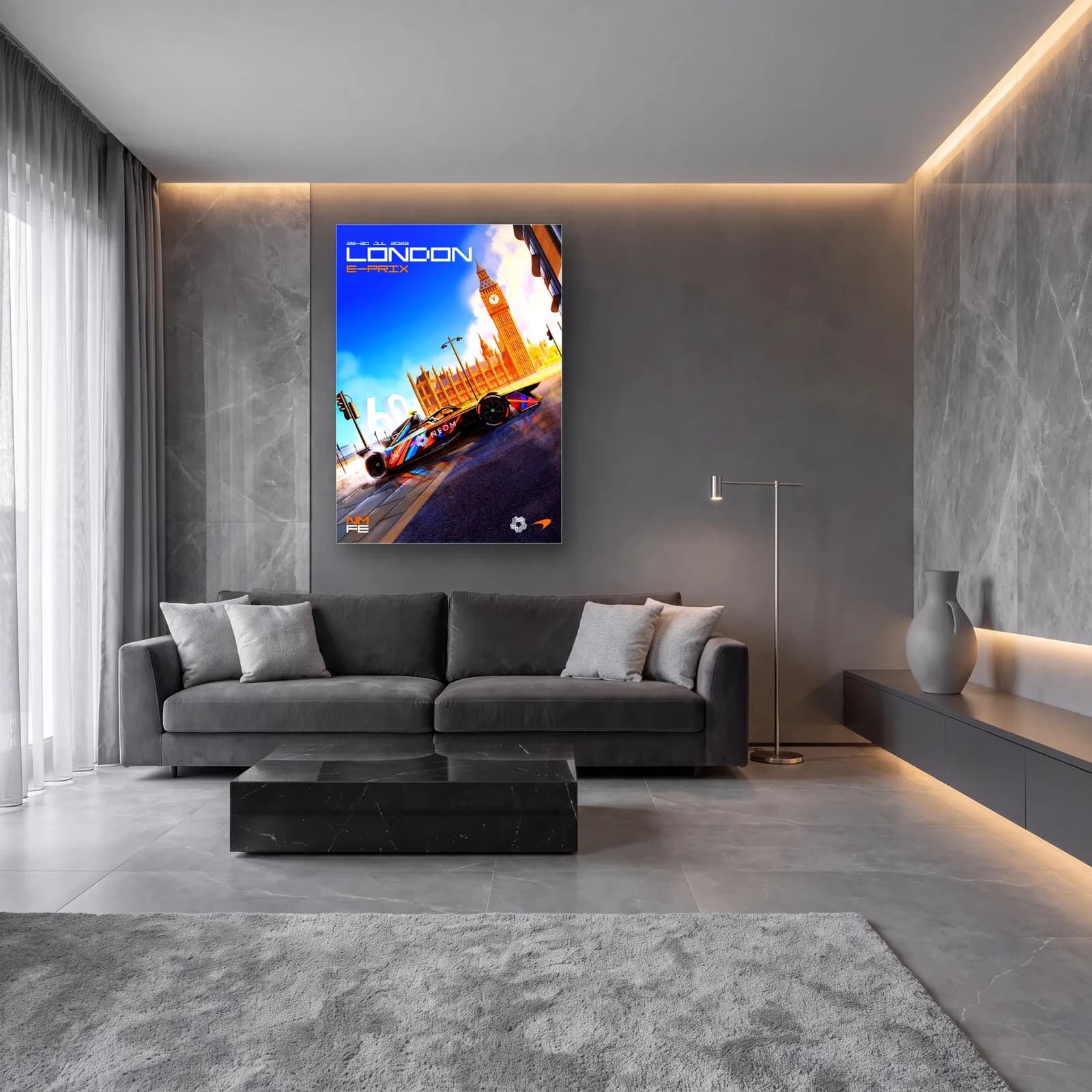 Londra E-Prix Big Ben Posteri cam tablo — lüks salon duvarında