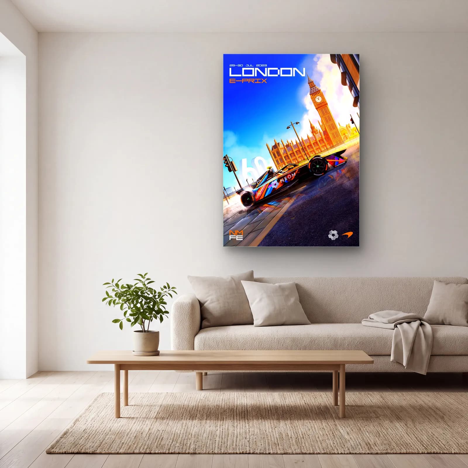 Londra E-Prix Big Ben Posteri cam tablo — açık renk salonda