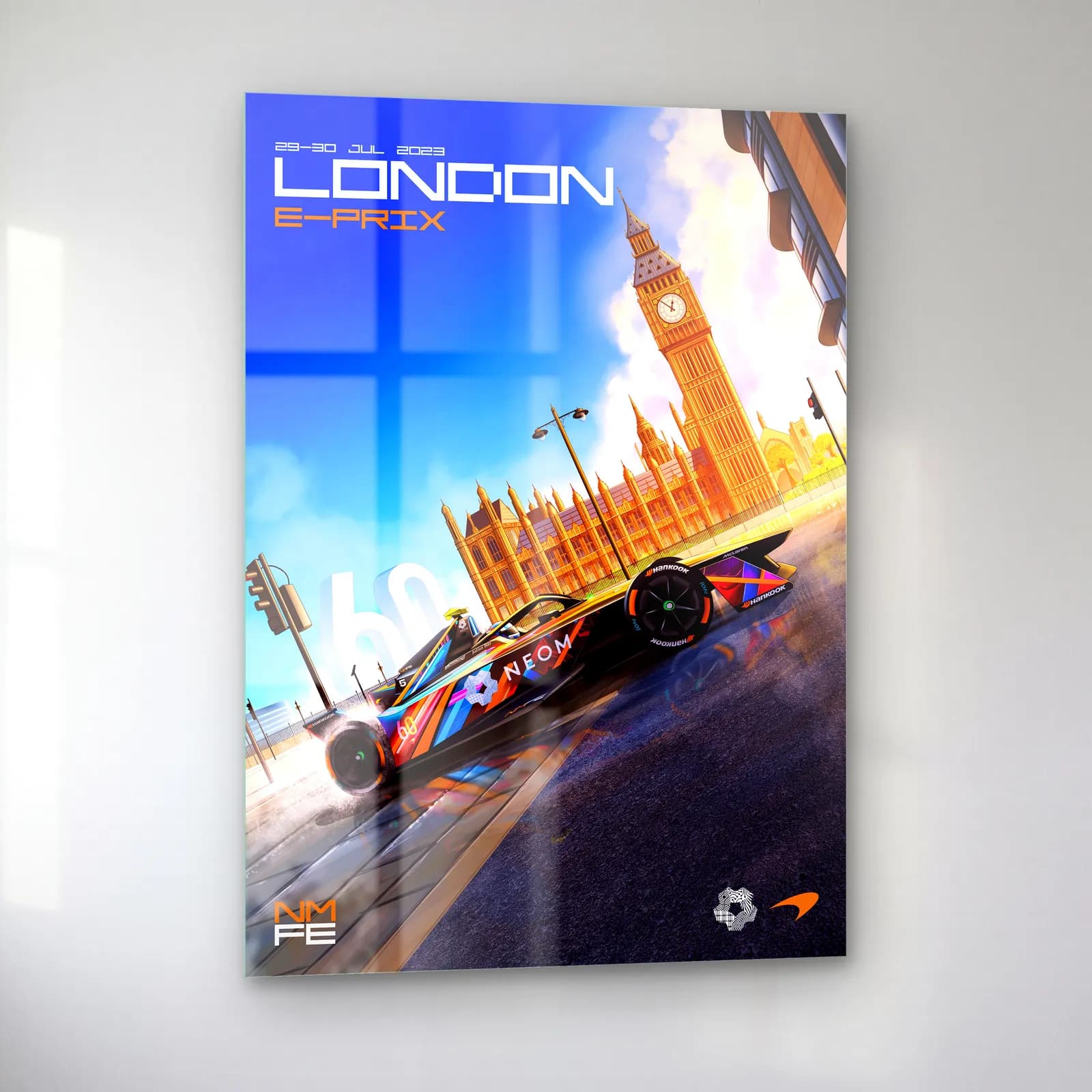 Londra E-Prix Big Ben Posteri cam tablo — sol açıdan görünüm