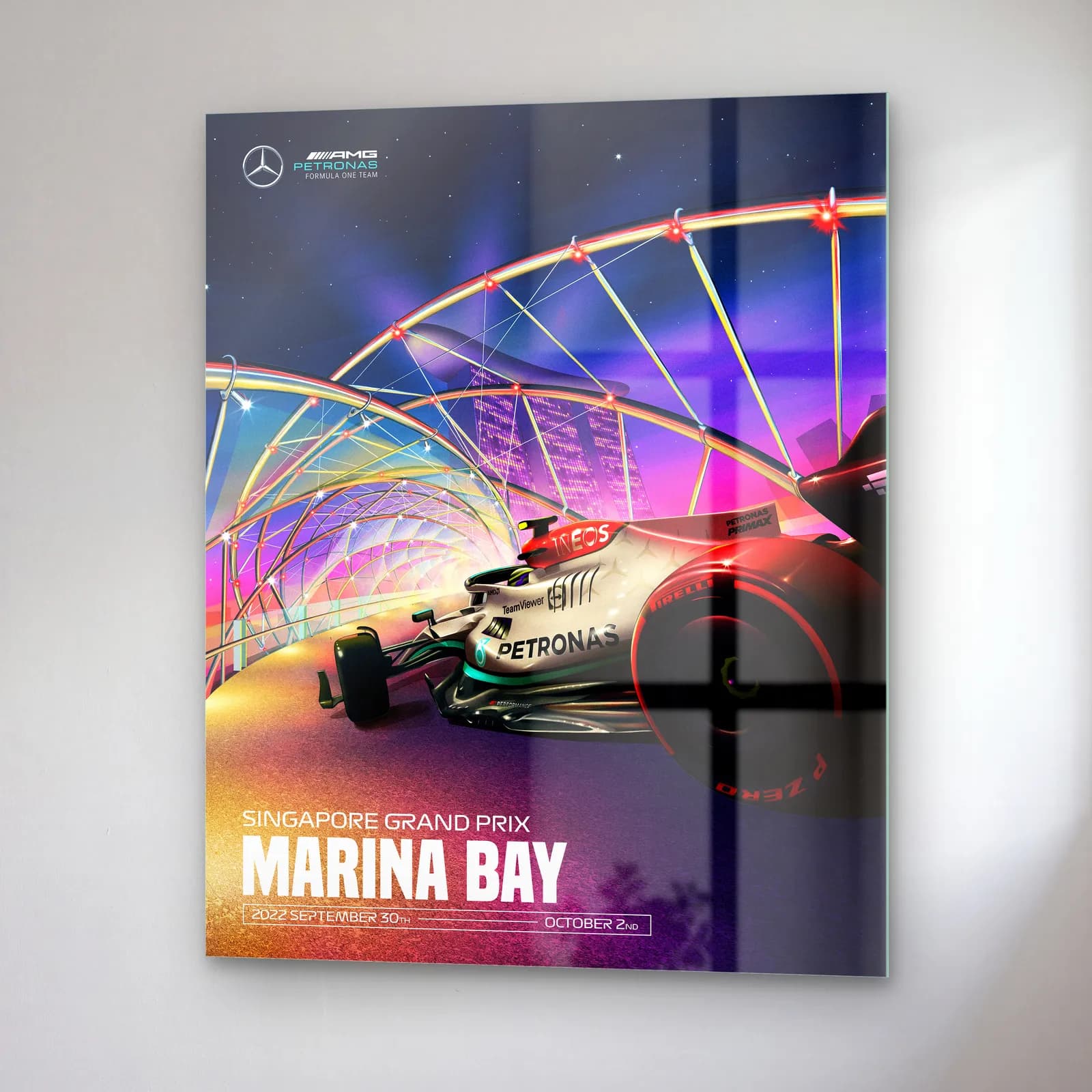 Singapur Marina Bay Mercedes Posteri cam tablo — sağ açıdan görünüm