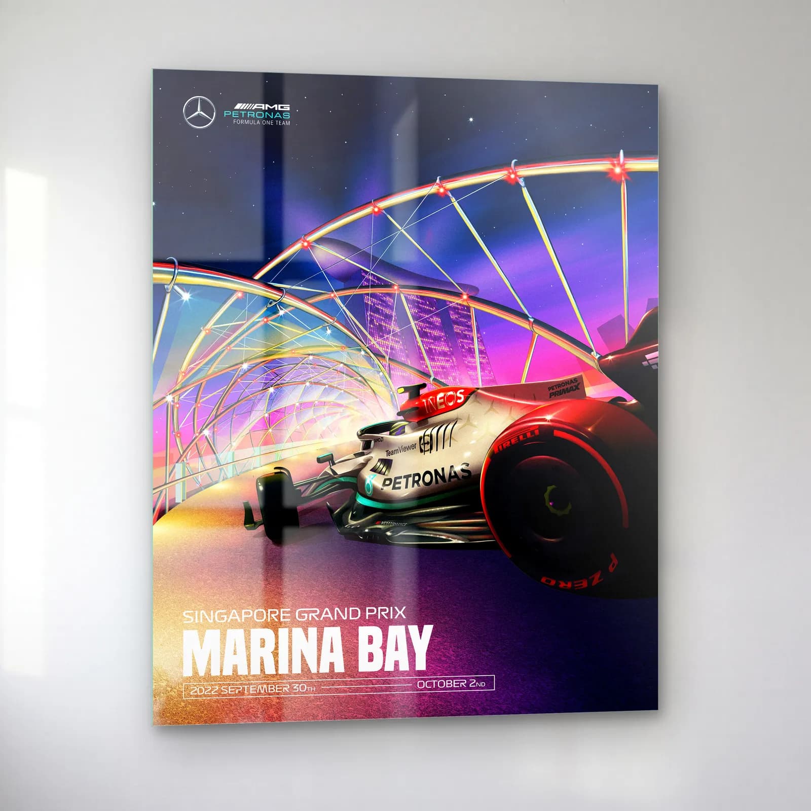 Singapur Marina Bay Mercedes Posteri cam tablo — sol açıdan görünüm