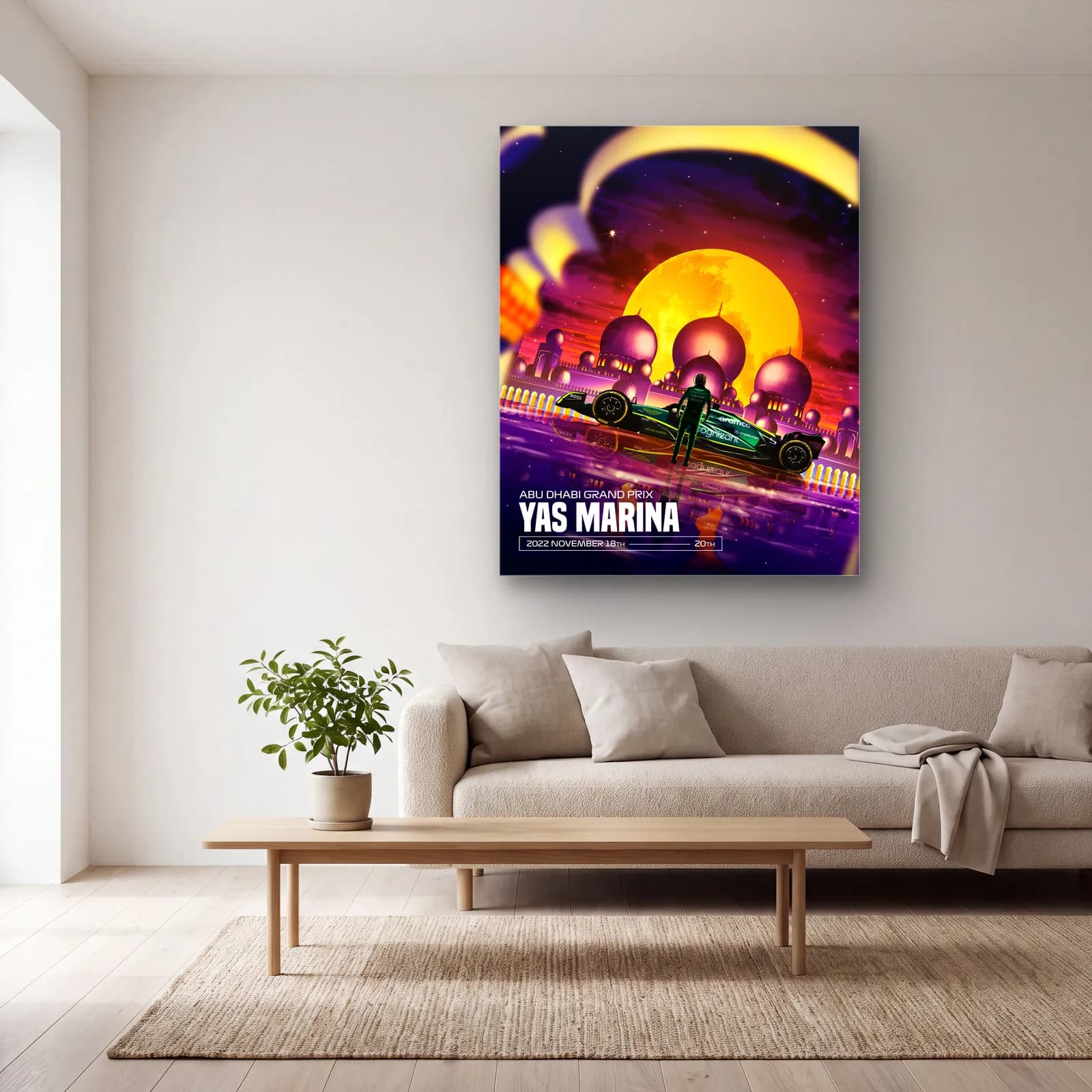 Abu Dabi Yas Marina Posteri cam tablo — açık renk salonda