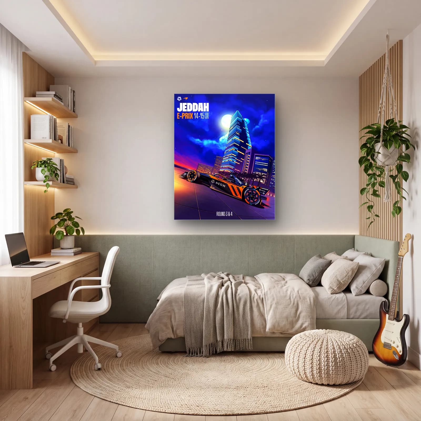 Cidde E-Prix Gece Posteri cam tablo — genç odasında