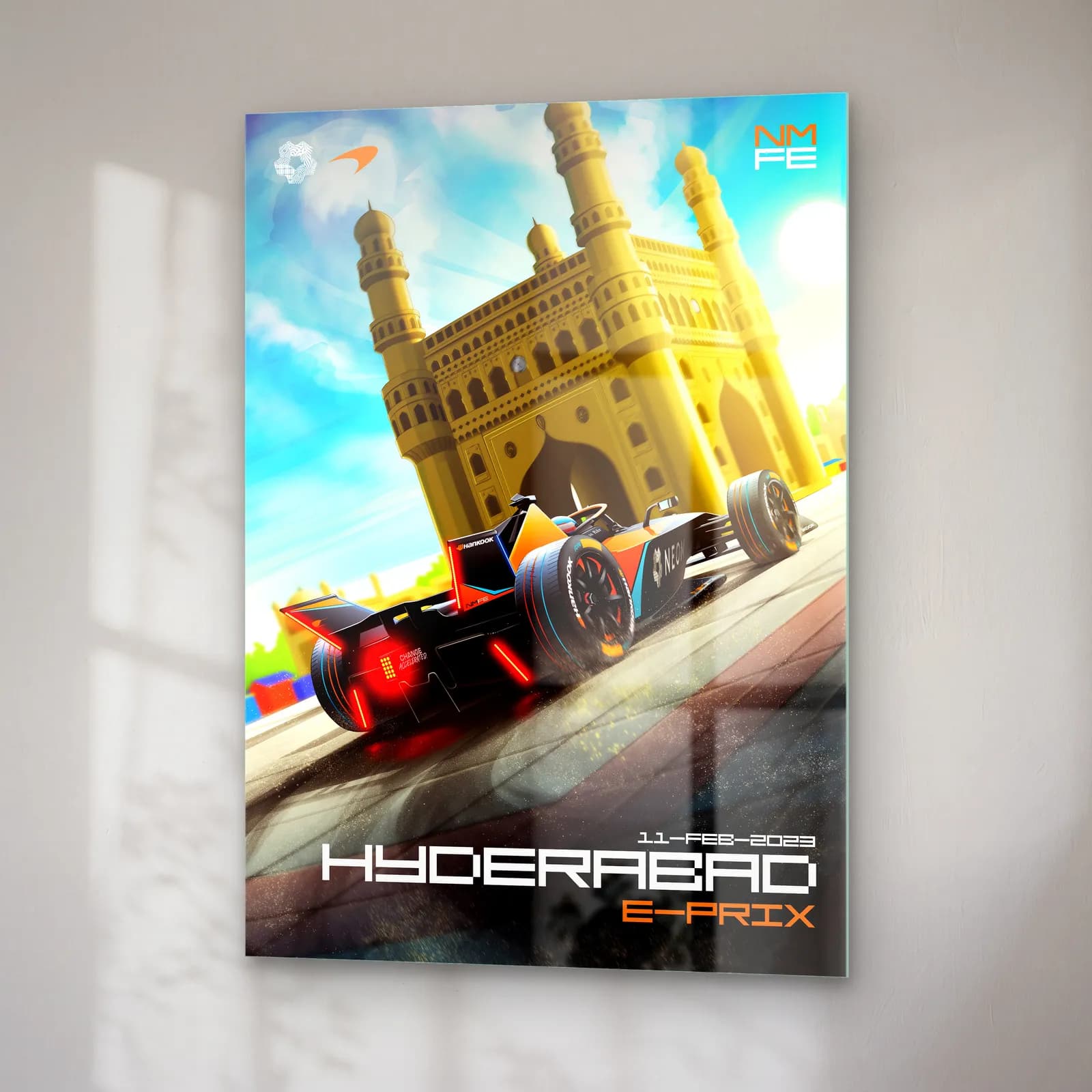 Hyderabad E-Prix Turuncu Posteri cam tablo — sağ açıdan görünüm