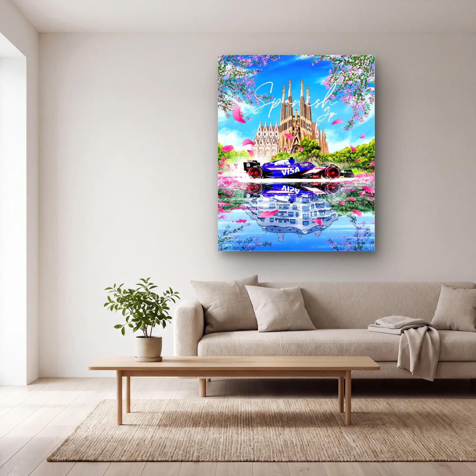 İspanya Grand Prix Sagrada Familia Posteri cam tablo — açık renk salonda