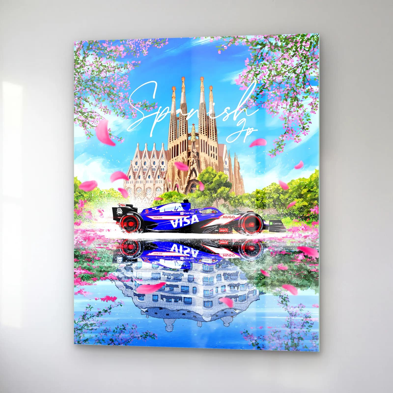 İspanya Grand Prix Sagrada Familia Posteri cam tablo — sağ açıdan görünüm