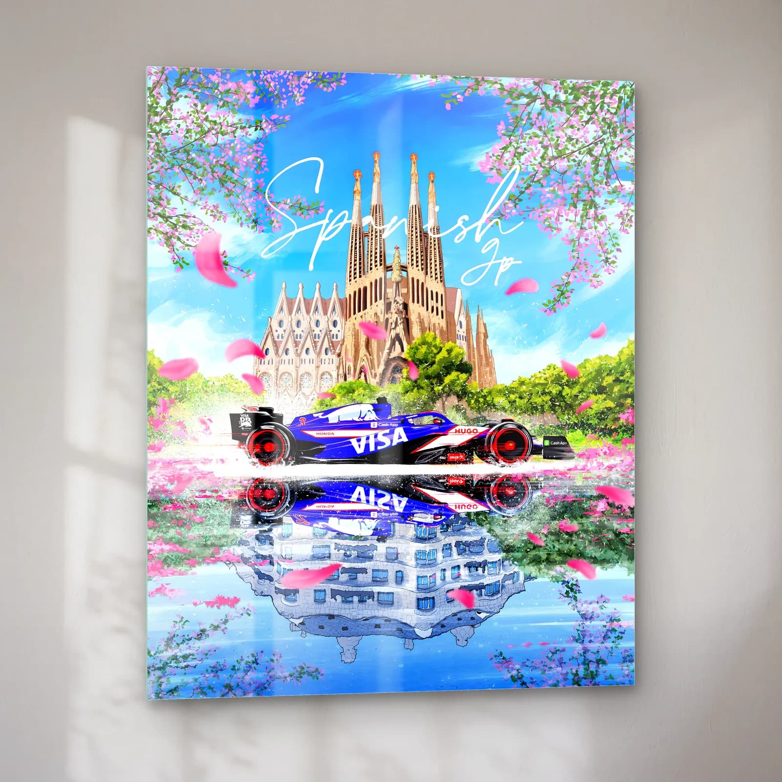 İspanya Grand Prix Sagrada Familia Posteri cam tablo — sol açıdan görünüm