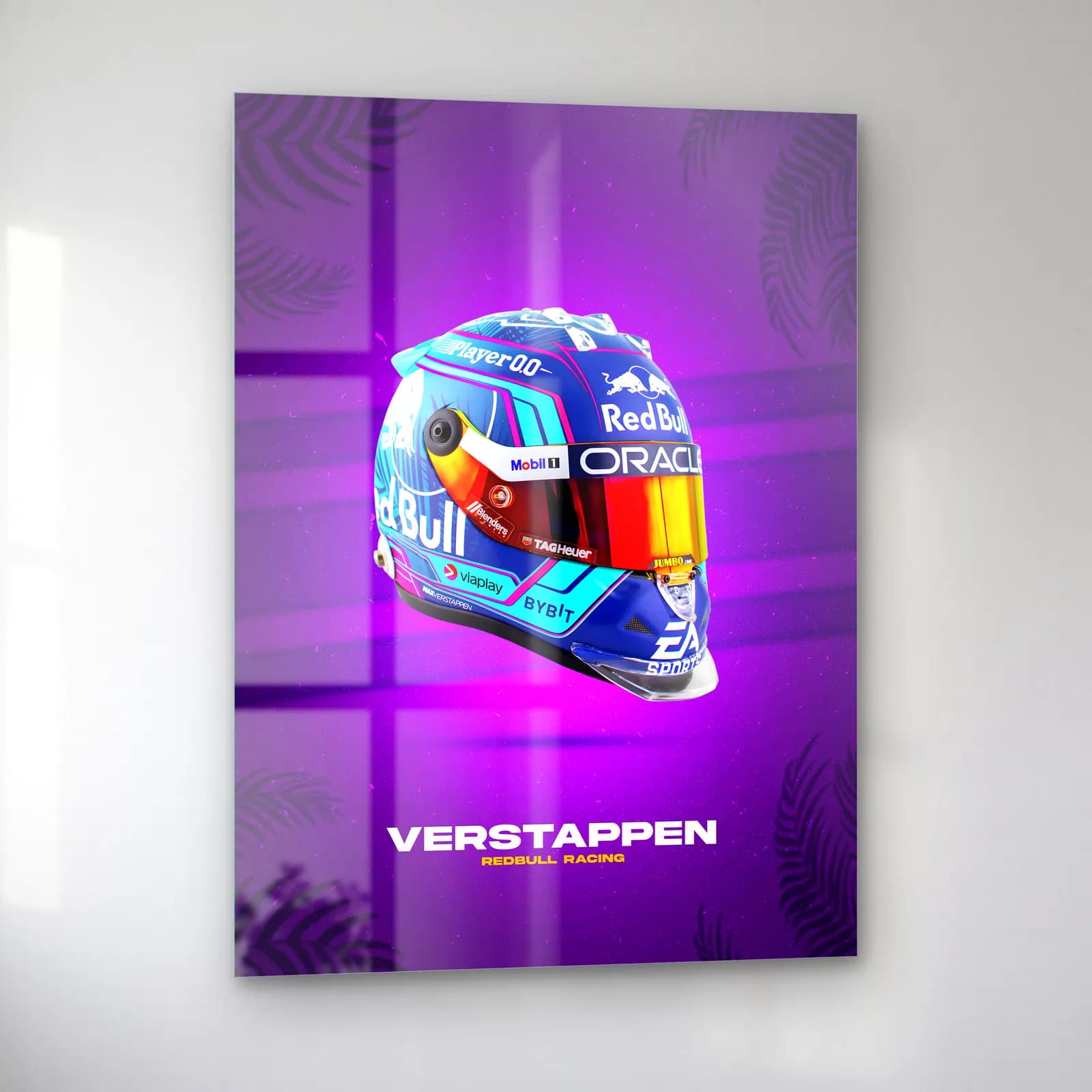Max Verstappen Kask Posteri cam tablo — sol açıdan görünüm
