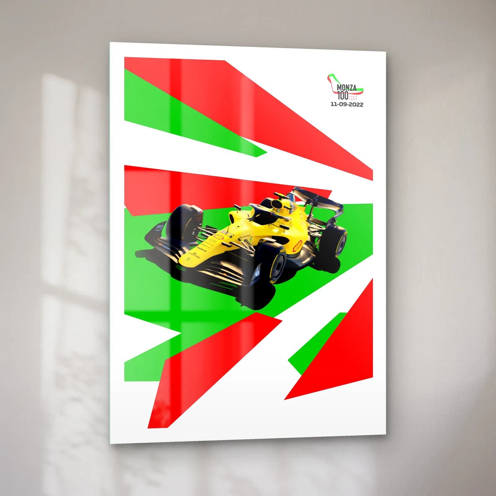 Monza 100. Yıl Posteri cam tablo — sol açıdan görünüm