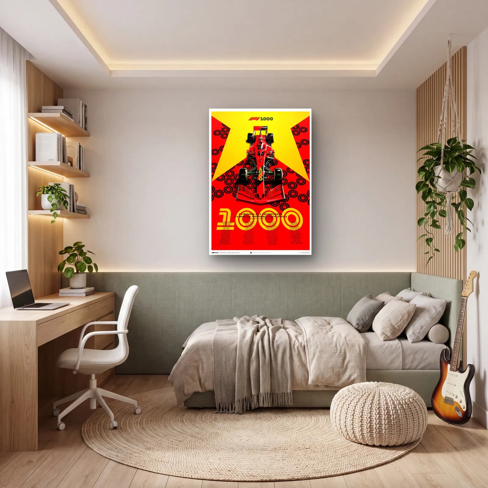 Ferrari 1000. Yarış Posteri cam tablo — genç odasında