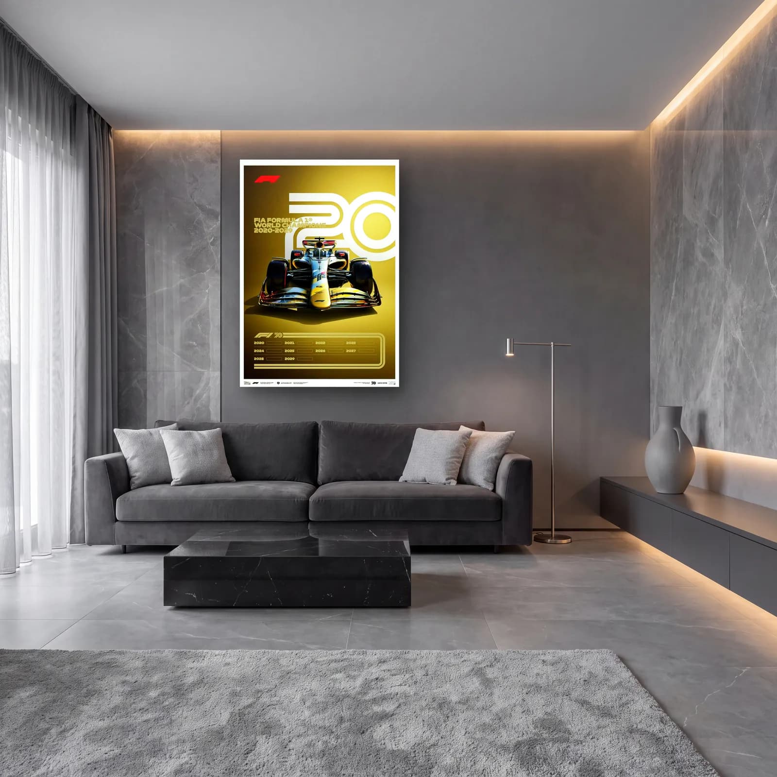 F1 Şampiyonları 2020ler Posteri cam tablo — lüks salon duvarında