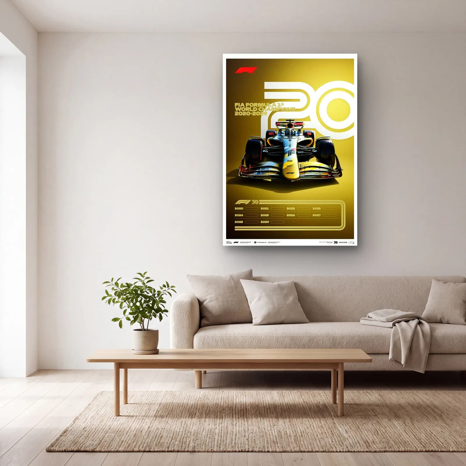 F1 Şampiyonları 2020ler Posteri cam tablo — açık renk salonda