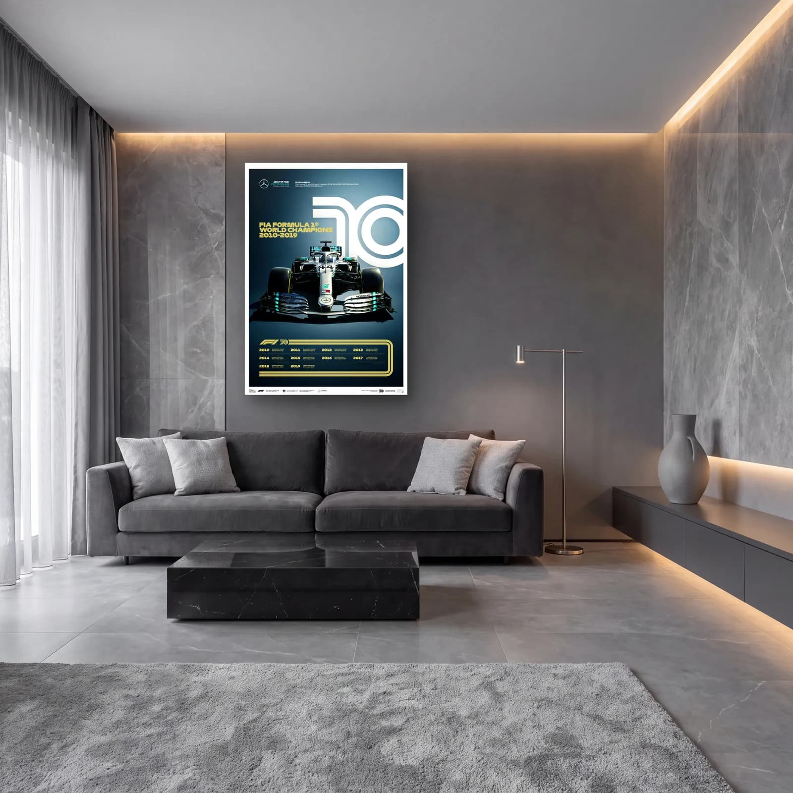 F1 Şampiyonları 2010lar Posteri cam tablo — lüks salon duvarında