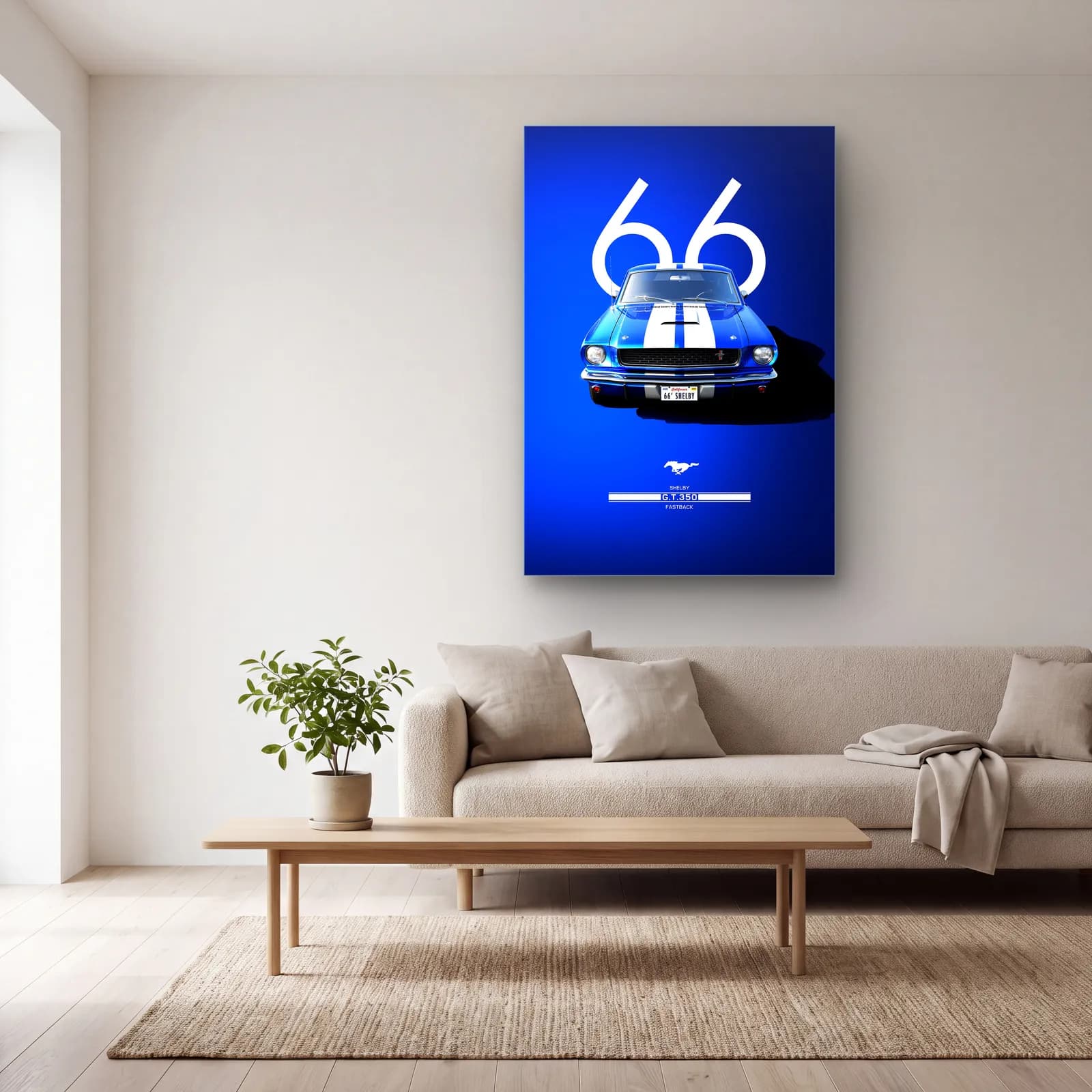 Shelby GT350 1966 Posteri cam tablo — açık renk salonda