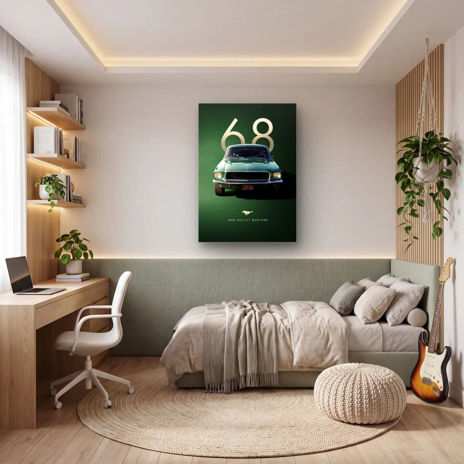 1968 Bullitt Mustang Posteri cam tablo — genç odasında