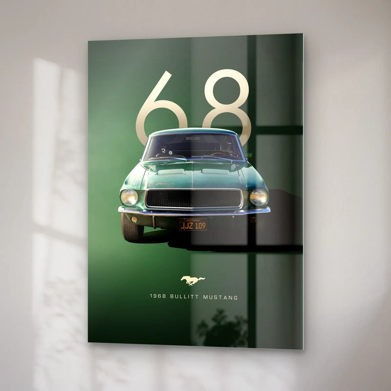1968 Bullitt Mustang Posteri cam tablo — sağ açıdan görünüm