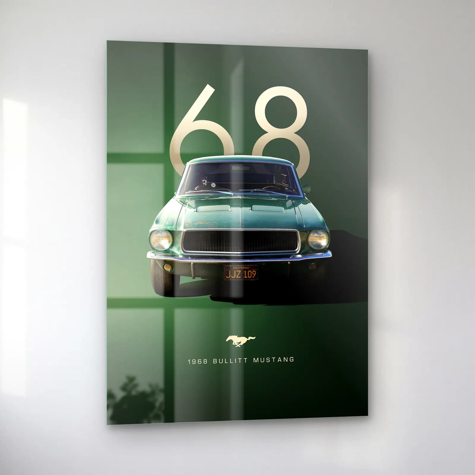 1968 Bullitt Mustang Posteri cam tablo — sol açıdan görünüm