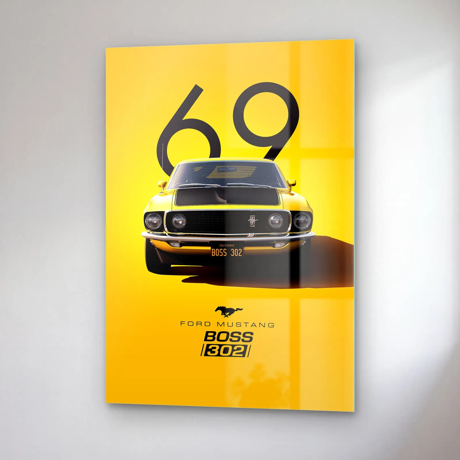 Ford Mustang Boss 302 Posteri cam tablo — sağ açıdan görünüm
