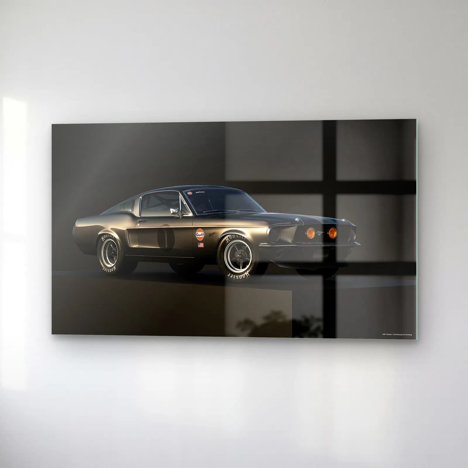 Siyah Klasik Mustang Fastback cam tablo — sağ açıdan görünüm