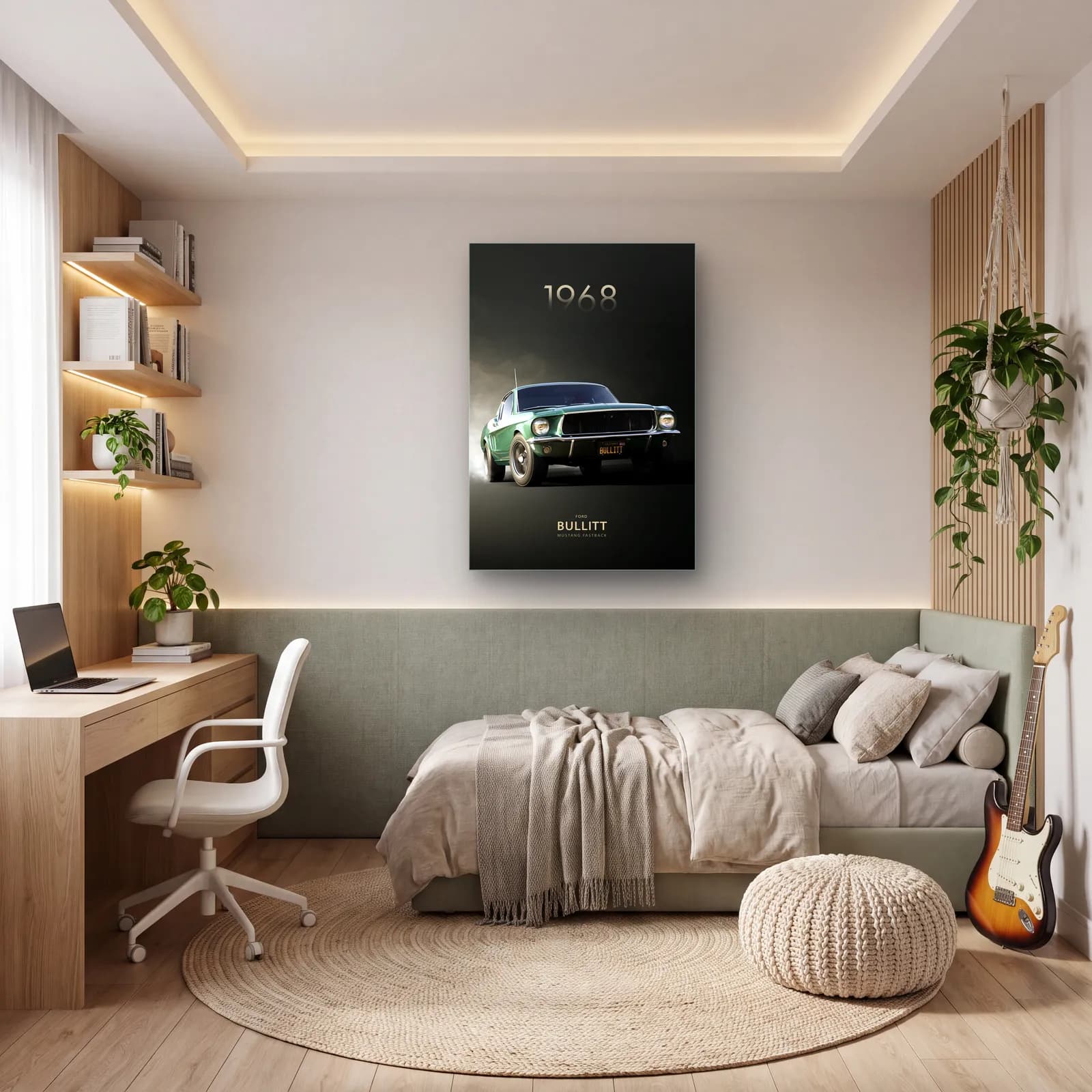 1968 Mustang Bullitt Fastback Posteri cam tablo — genç odasında