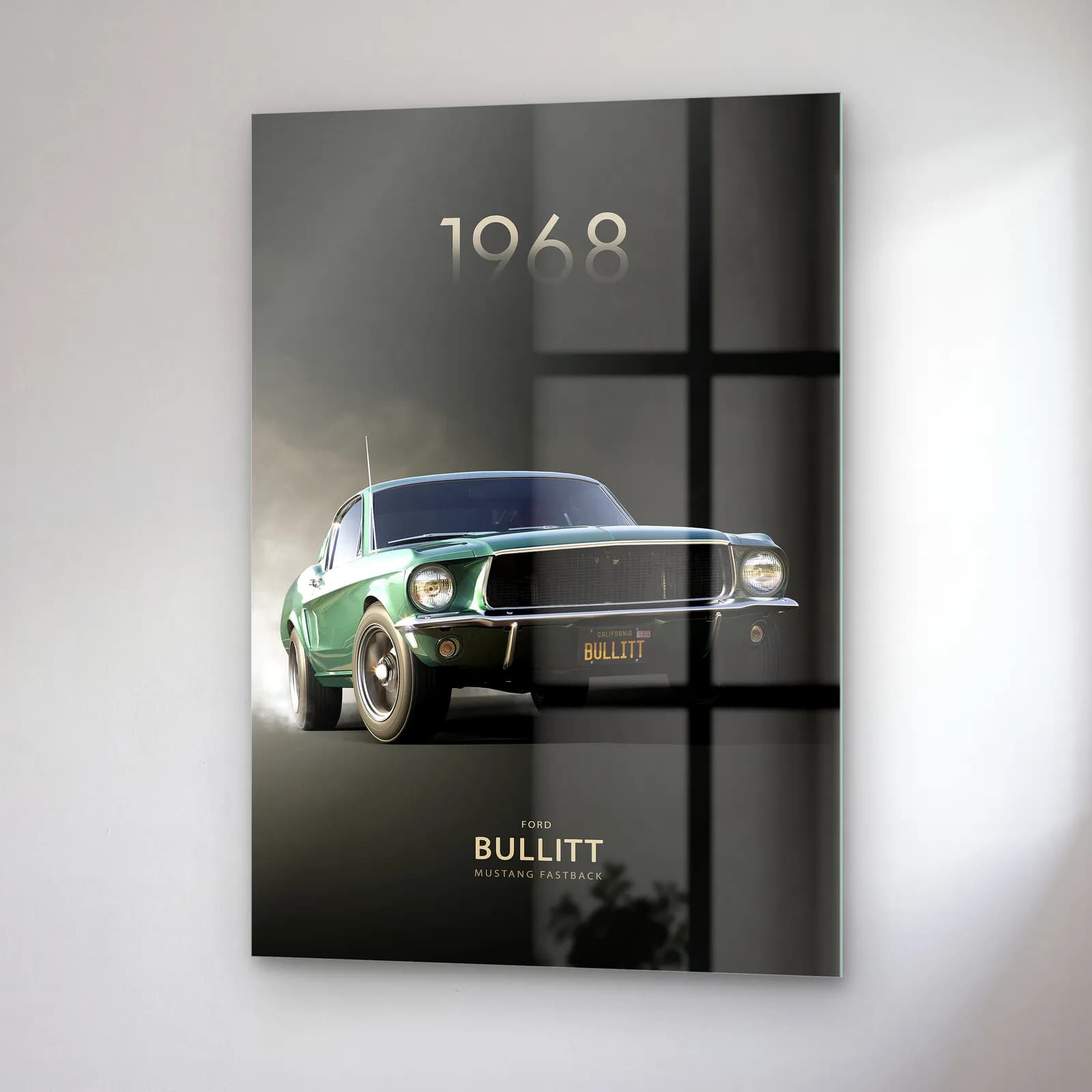 1968 Mustang Bullitt Fastback Posteri cam tablo — sağ açıdan görünüm