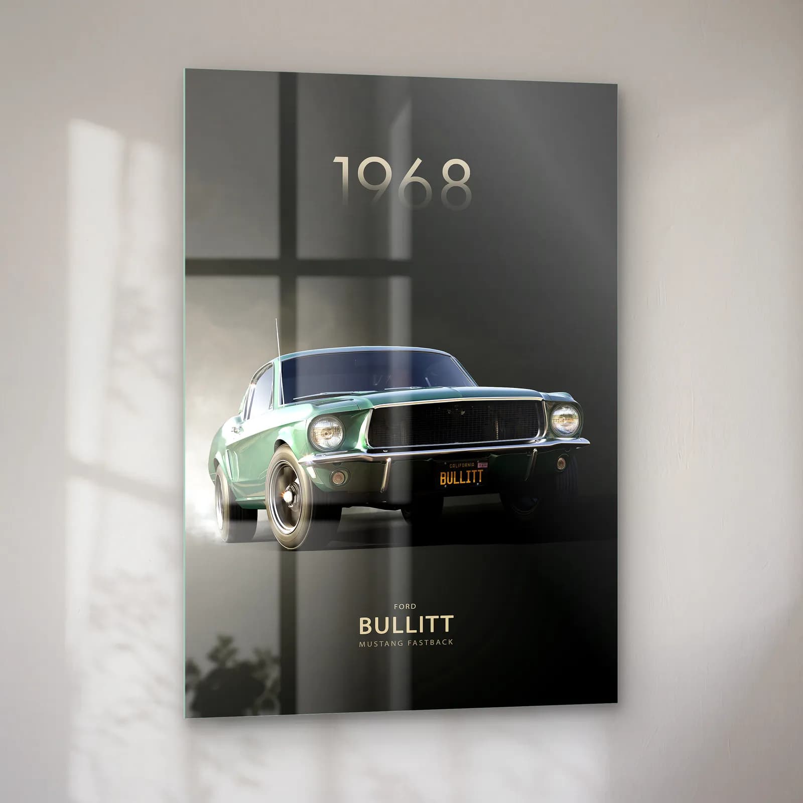 1968 Mustang Bullitt Fastback Posteri cam tablo — sol açıdan görünüm