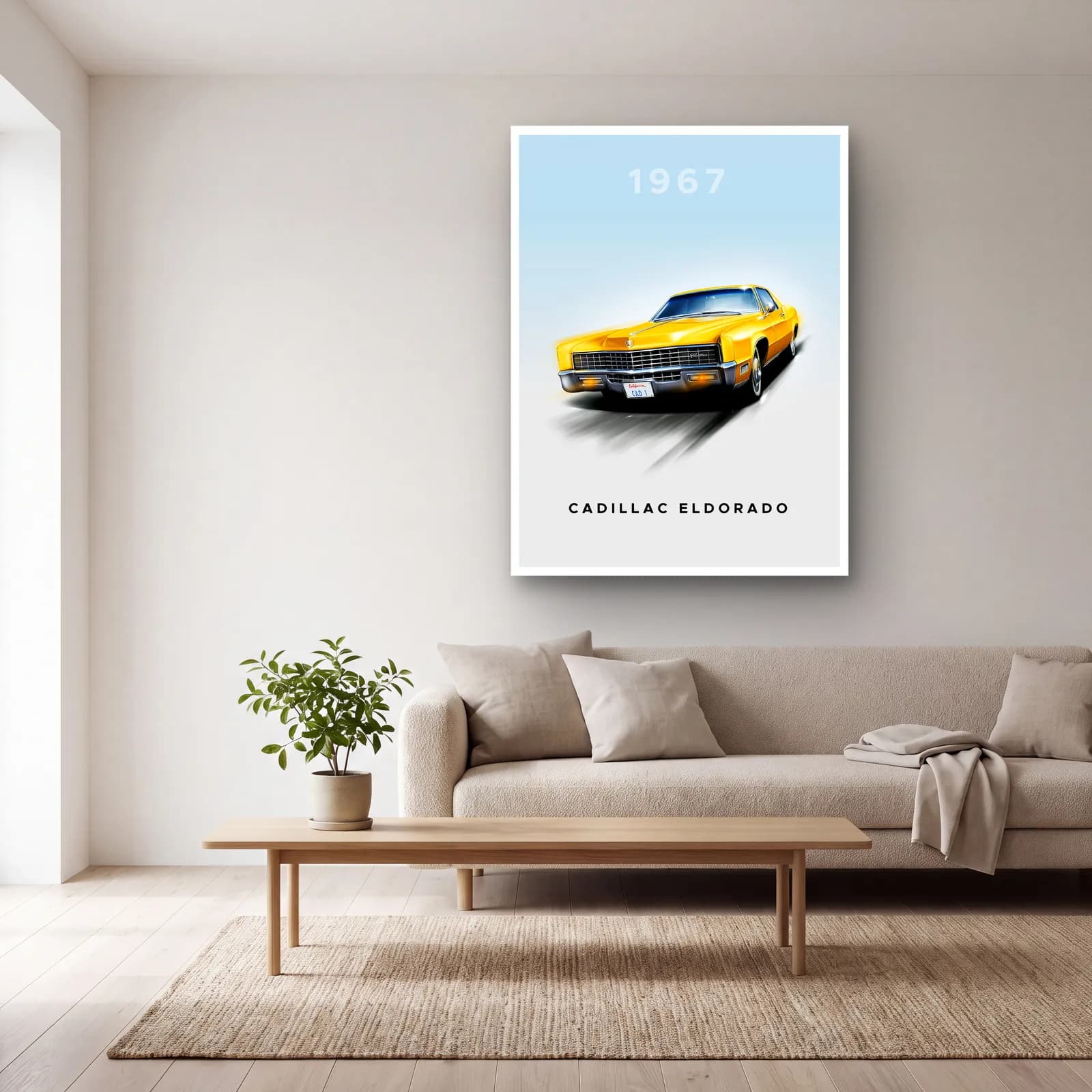 1967 Cadillac Eldorado Posteri cam tablo — açık renk salonda