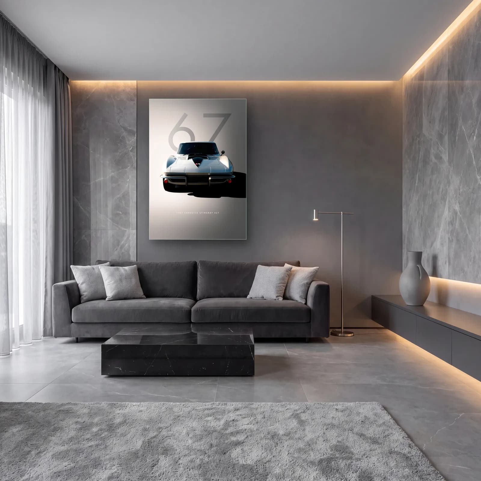 1967 Corvette Stingray Posteri cam tablo — lüks salon duvarında
