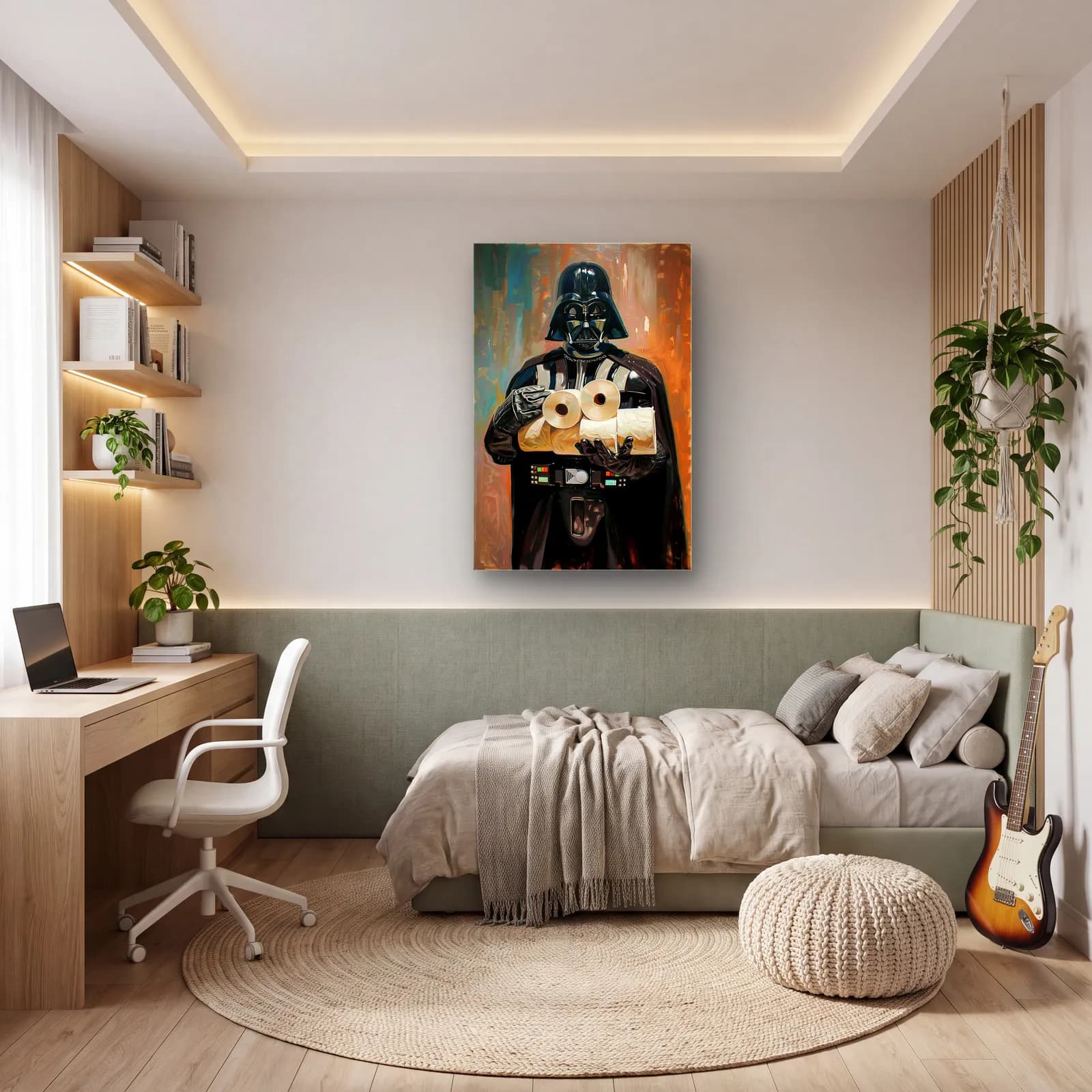 Darth Vader Tuvalet Kâğıdı cam tablo — genç odasında