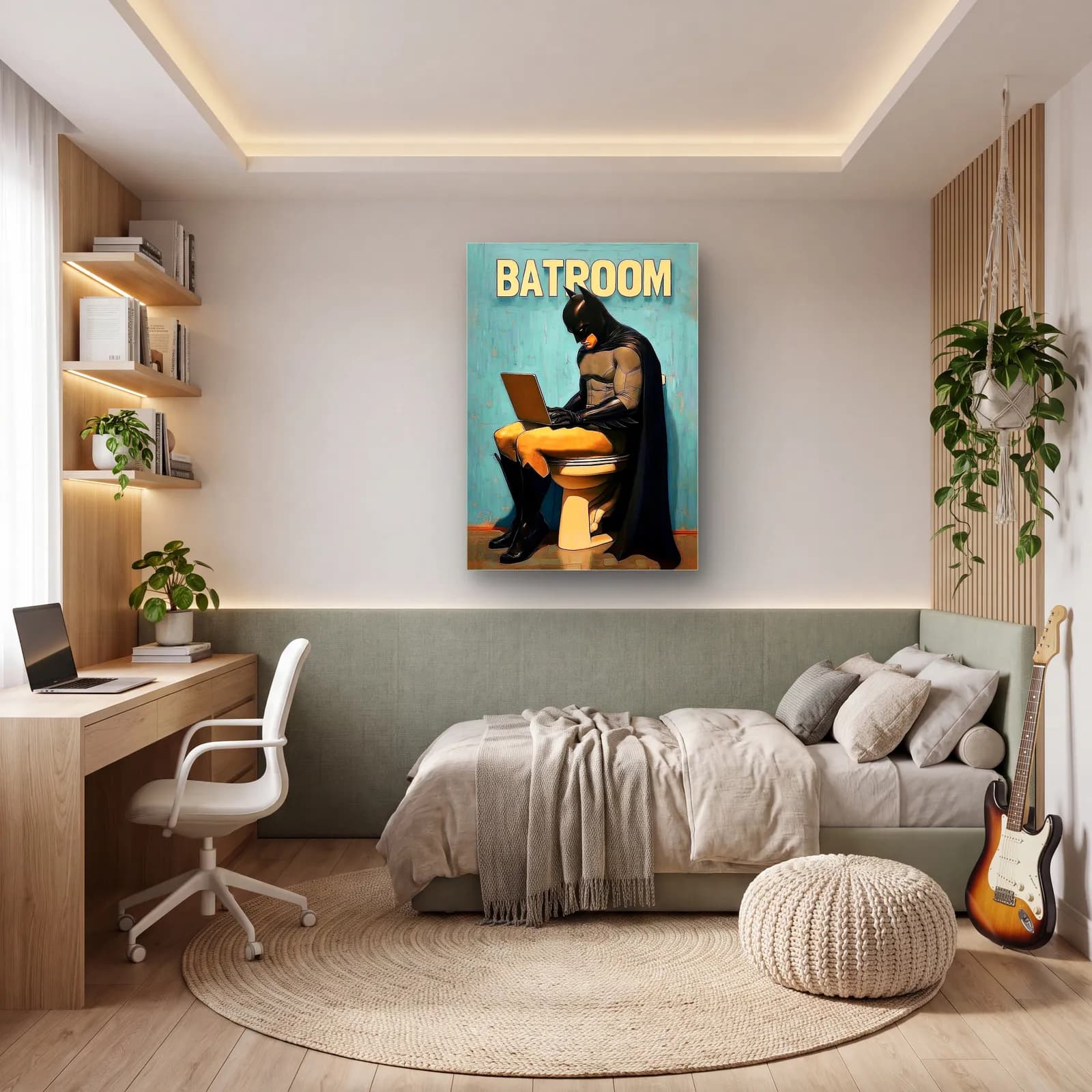 Batman Batroom Tuvalet cam tablo — genç odasında