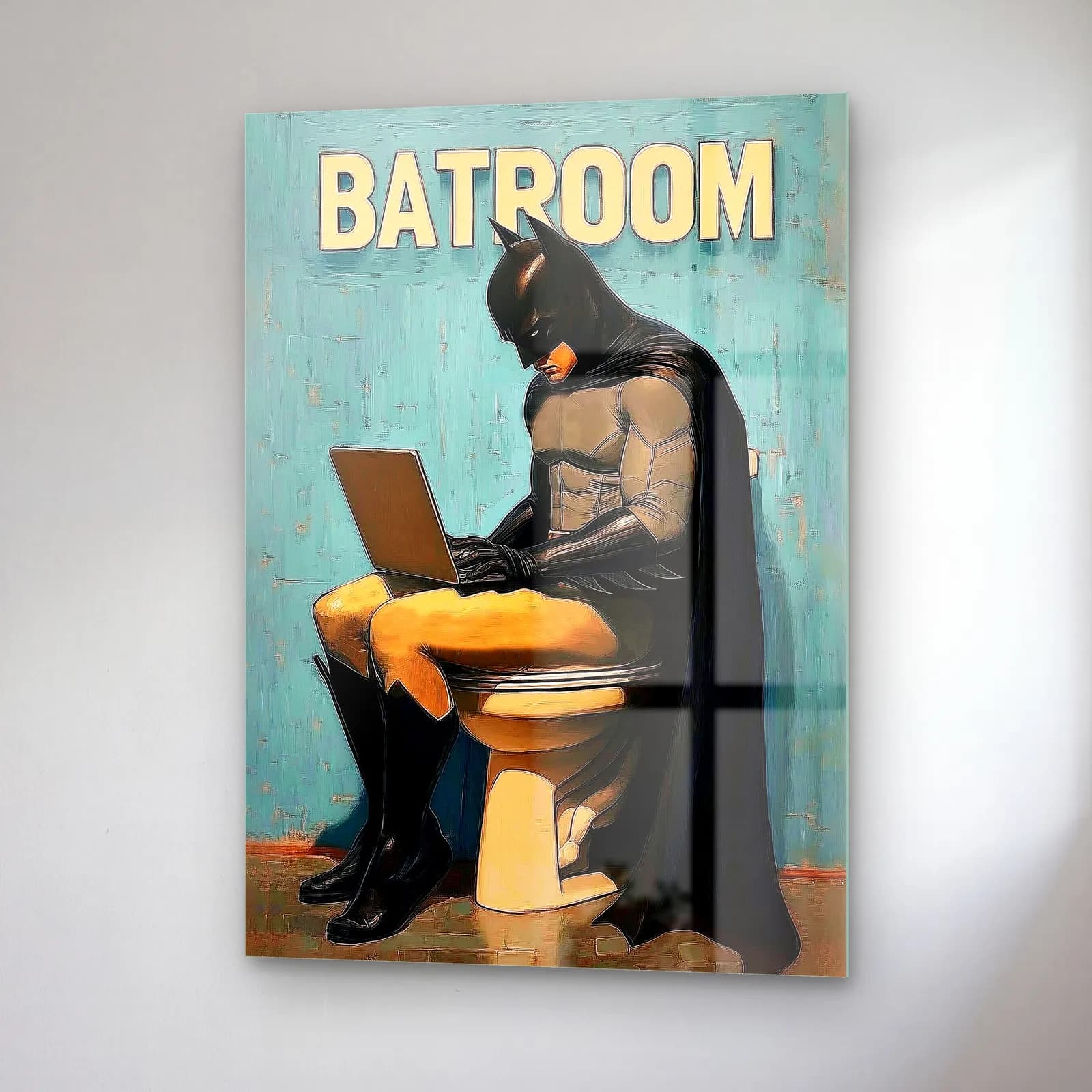 Batman Batroom Tuvalet cam tablo — sağ açıdan görünüm