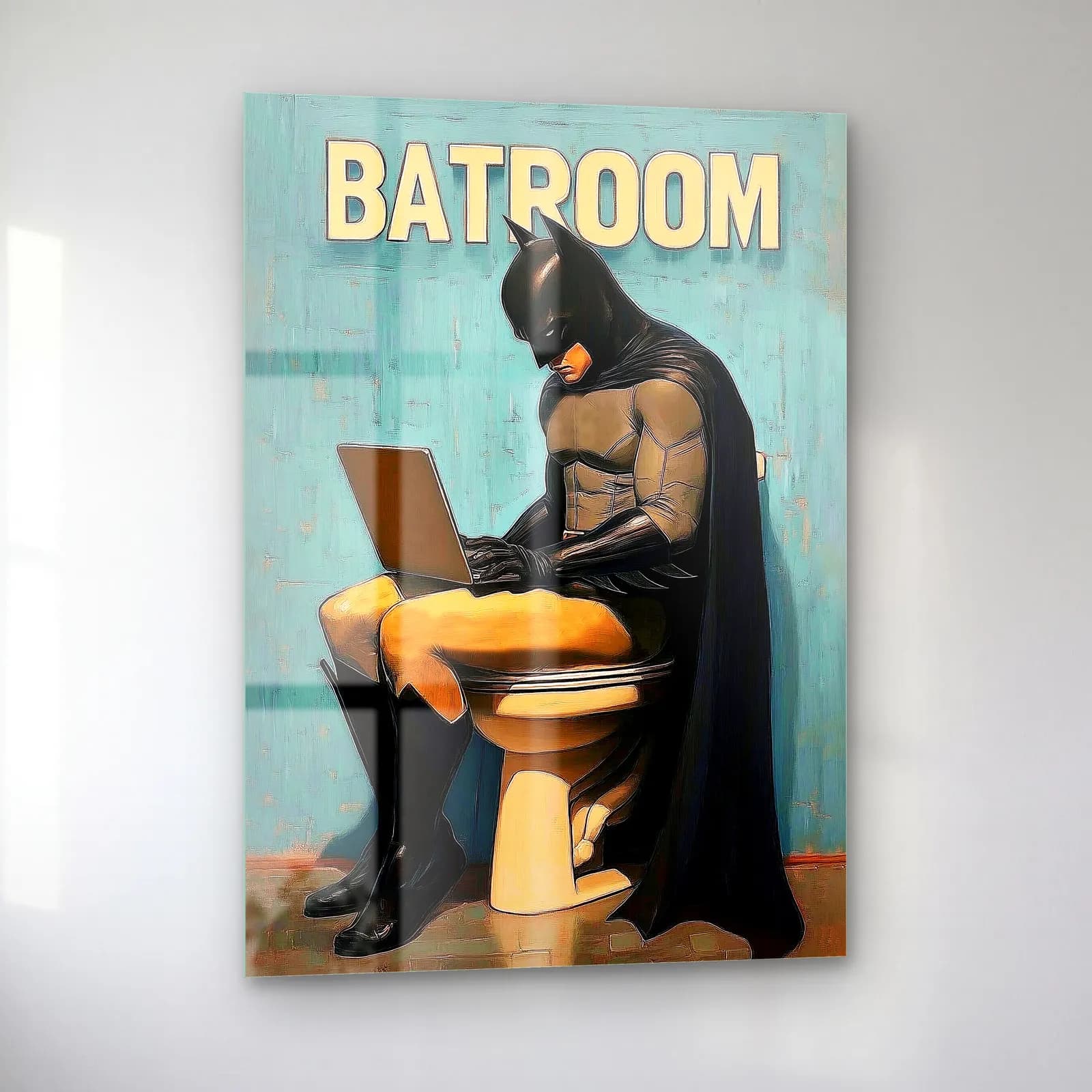 Batman Batroom Tuvalet cam tablo — sol açıdan görünüm