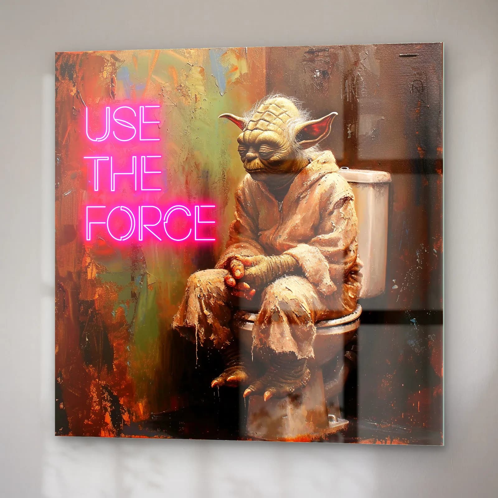 Yoda Use The Force Tuvalet cam tablo — sağ açıdan görünüm