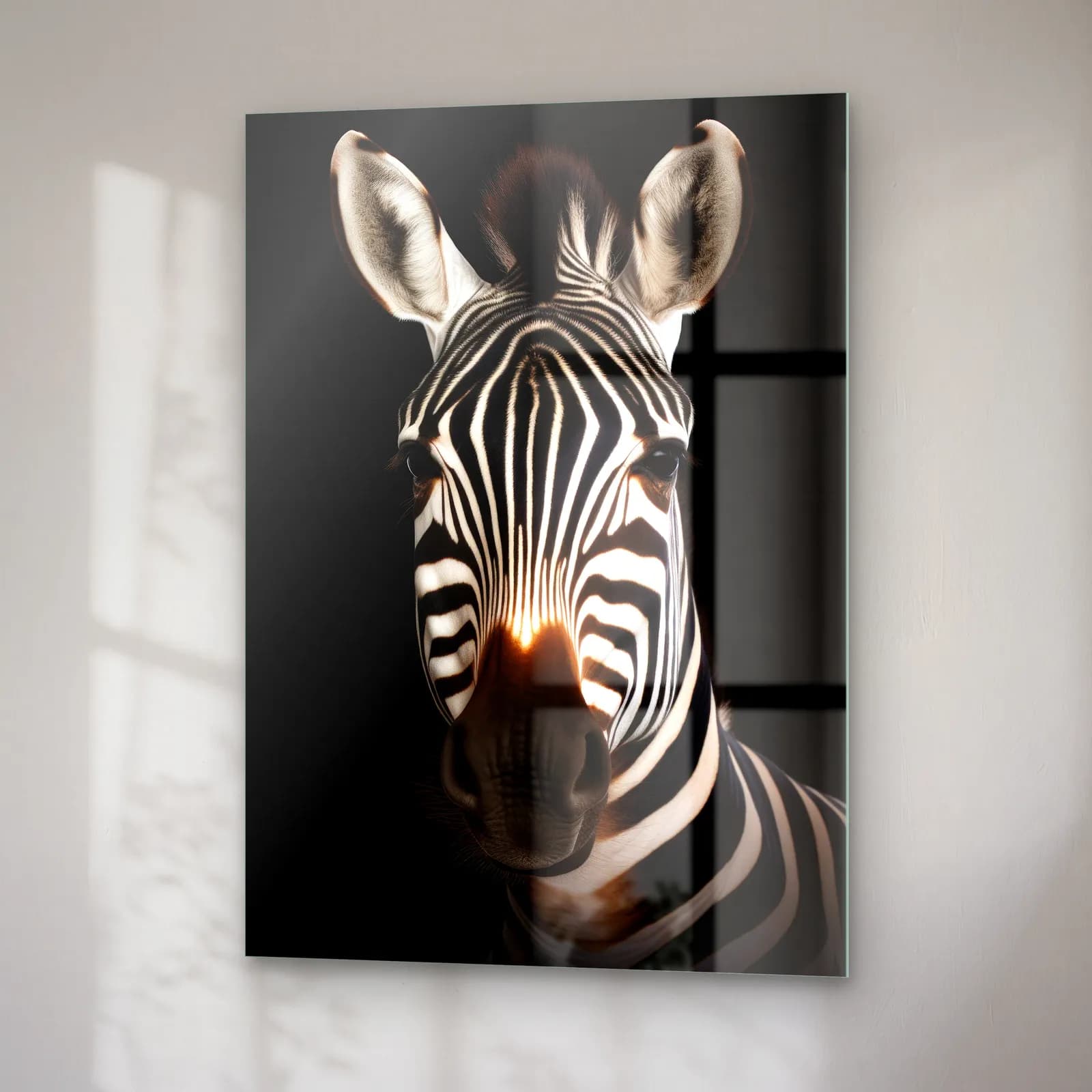 Loş Işıkta Zebra cam tablo — sağ açıdan görünüm