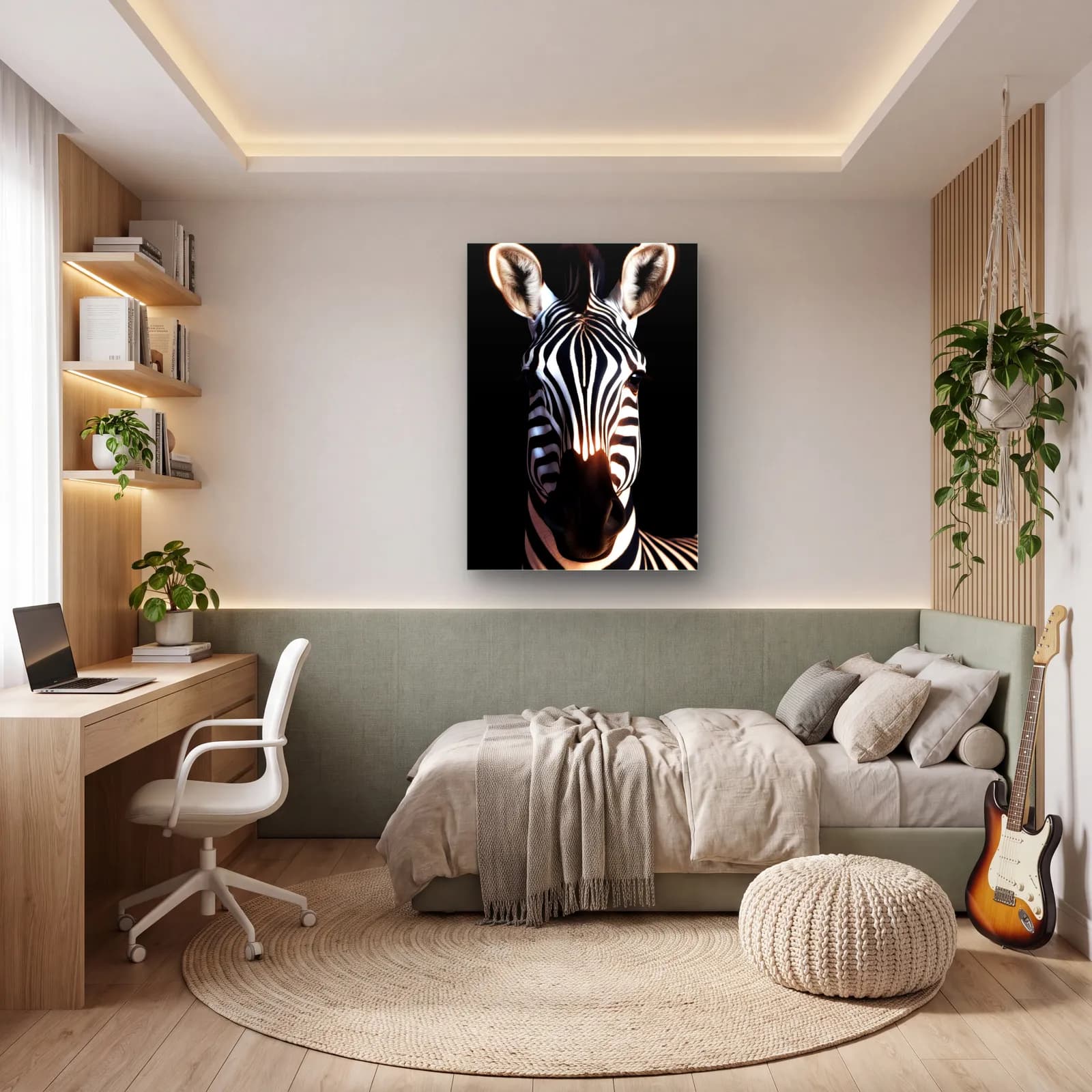 Çizgili Zebra Yakın Plan cam tablo — genç odasında