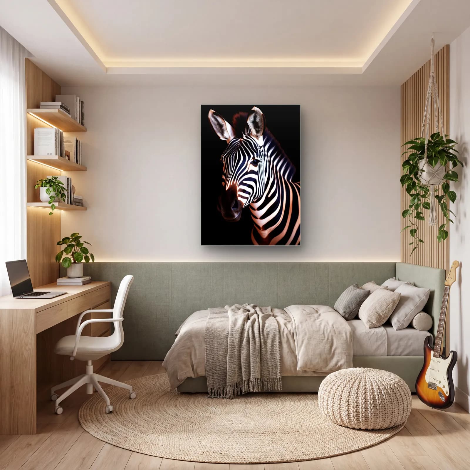 Yandan Bakan Zebra cam tablo — genç odasında
