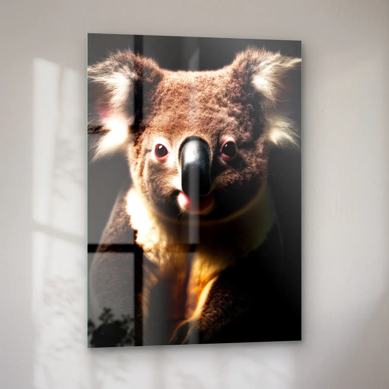 Pofuduk Koala Portresi cam tablo — sol açıdan görünüm