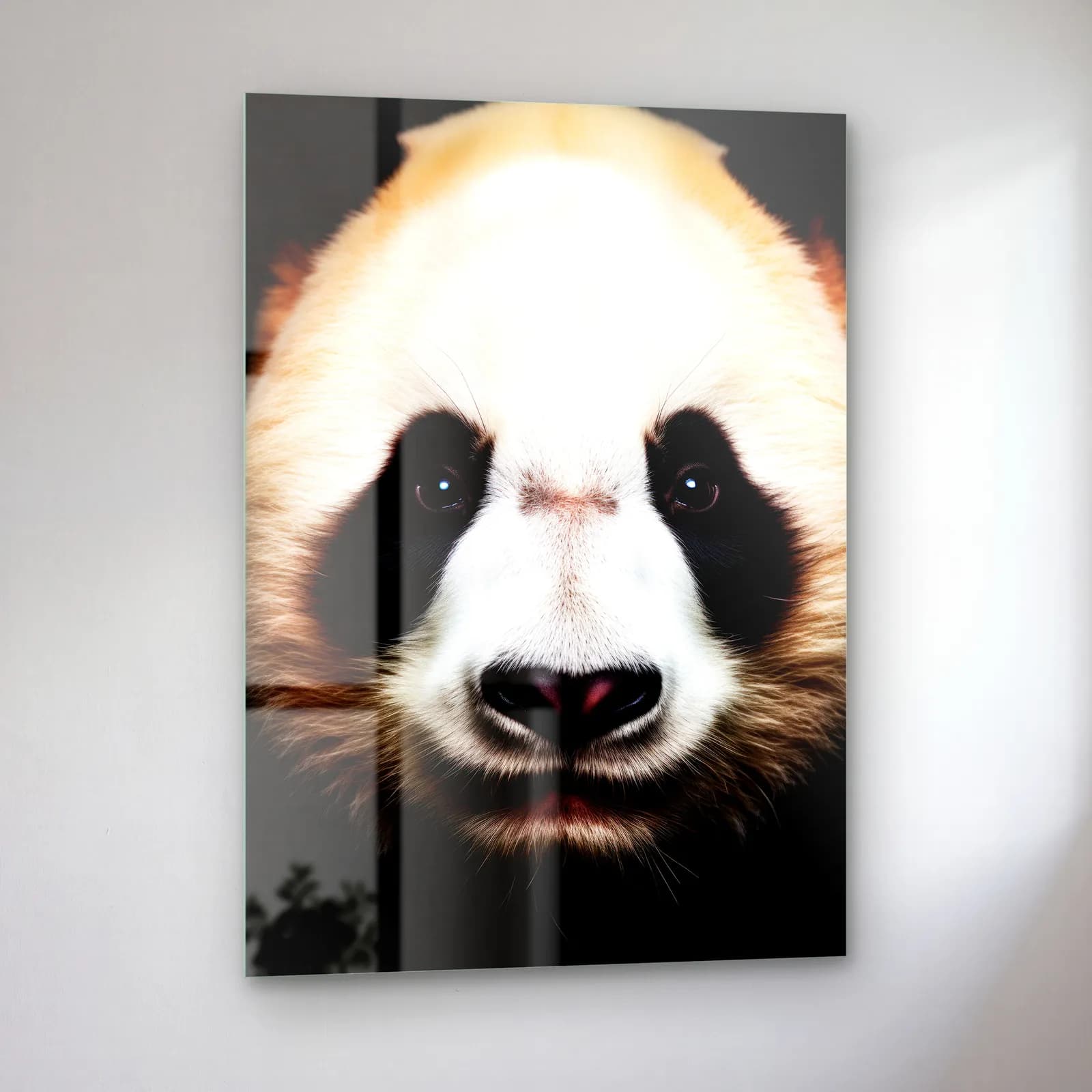 Yakın Plan Panda cam tablo — sol açıdan görünüm
