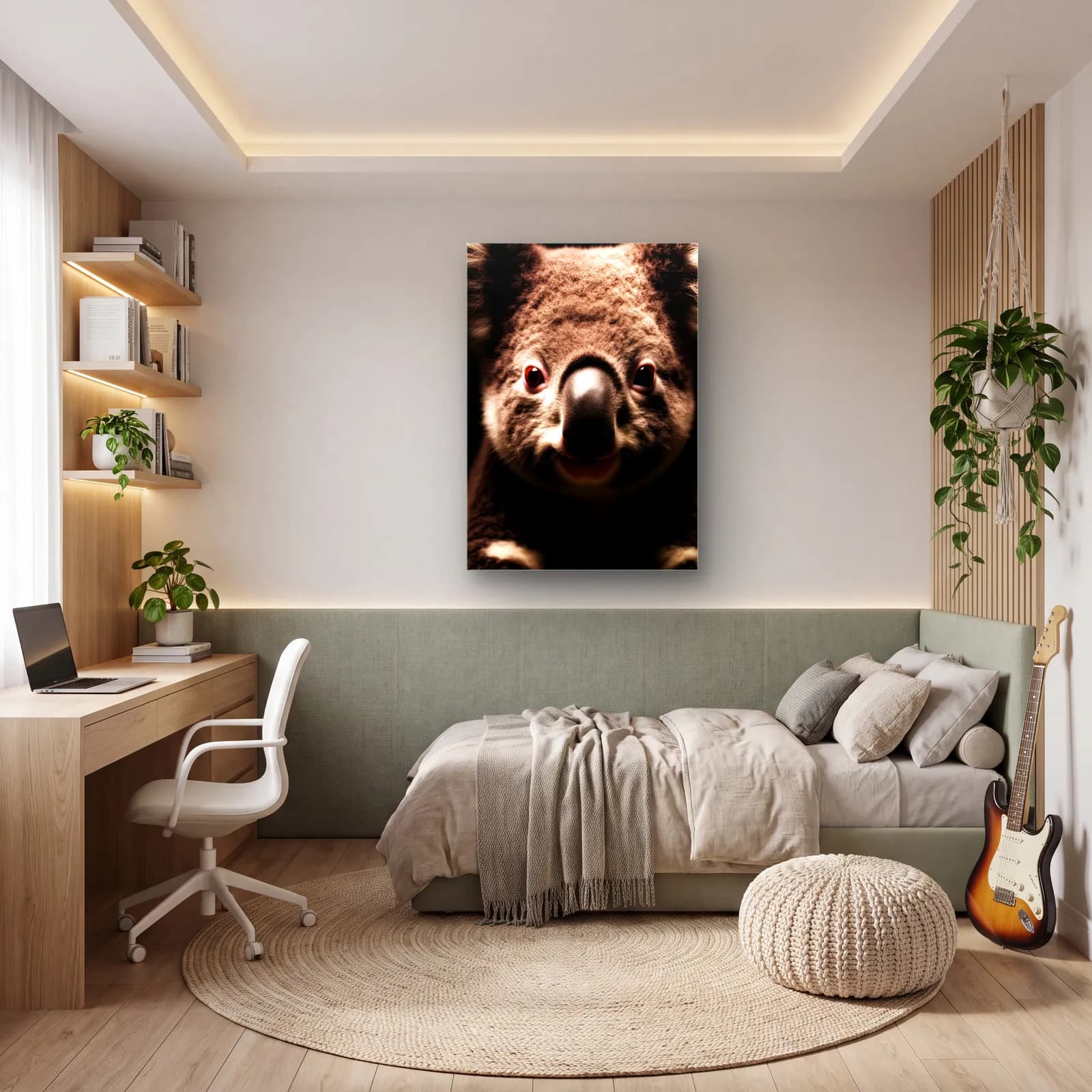 Koala Yüzü Yakın Plan cam tablo — genç odasında