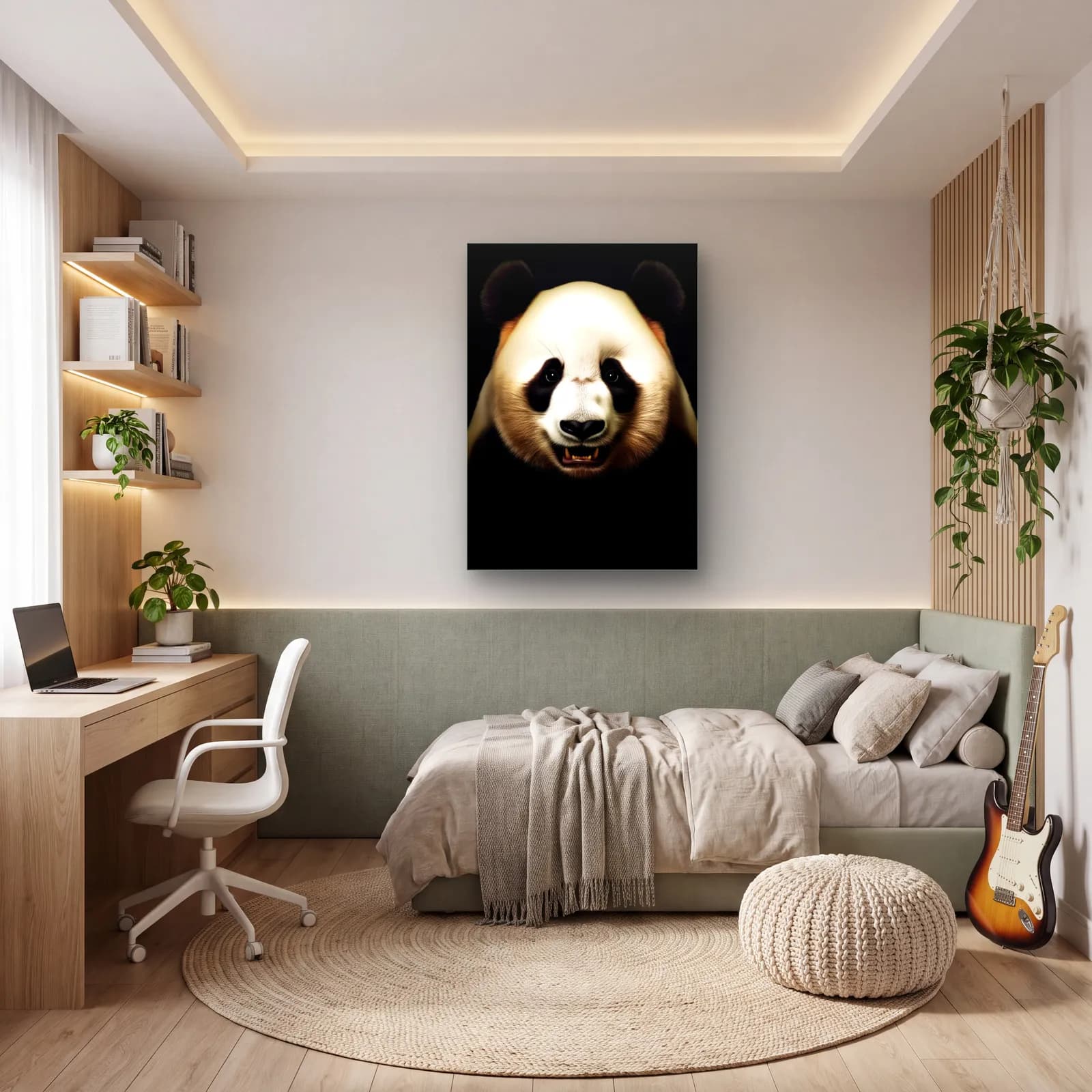 Dişlerini Gösteren Panda cam tablo — genç odasında