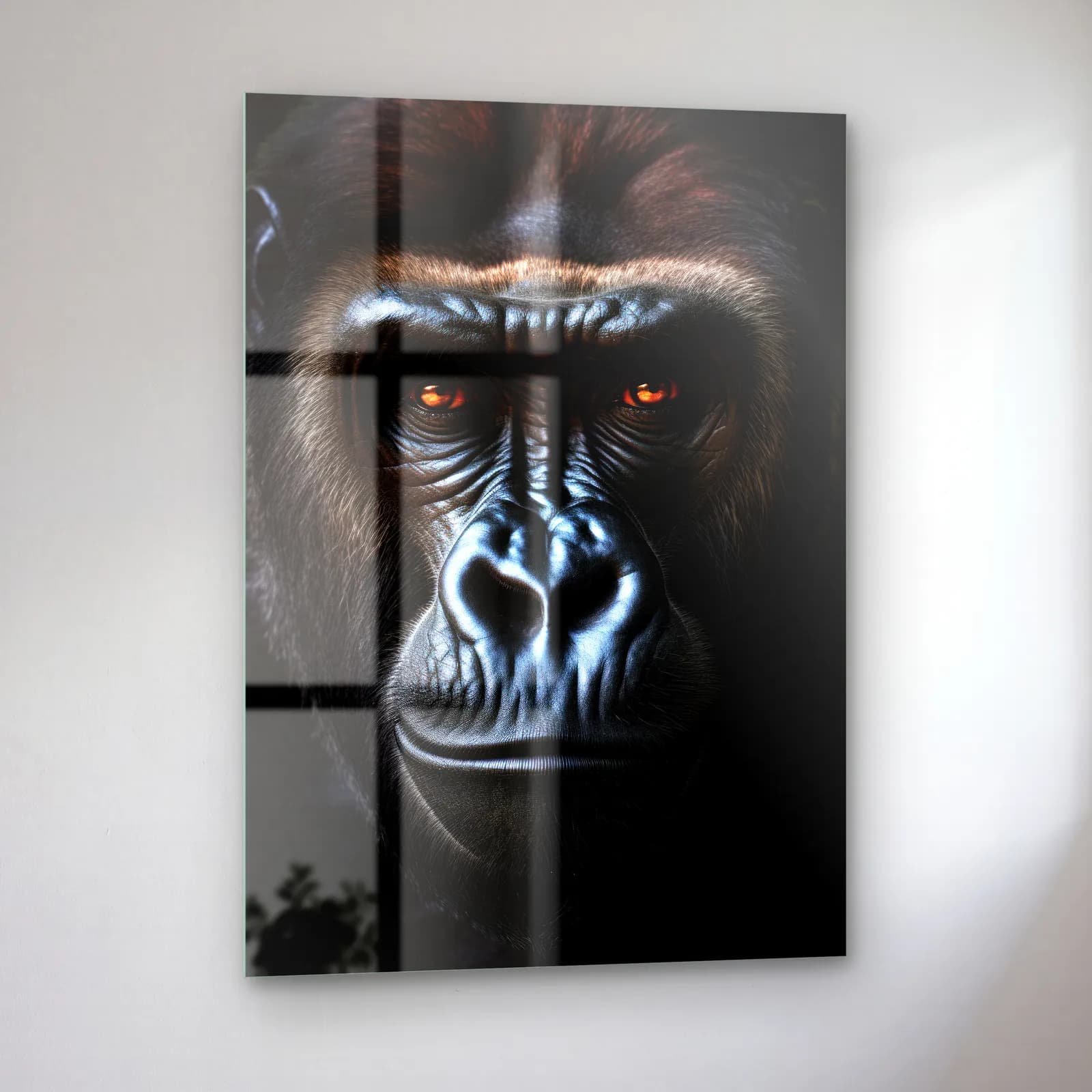 Karanlıkta Goril Portresi cam tablo — sol açıdan görünüm