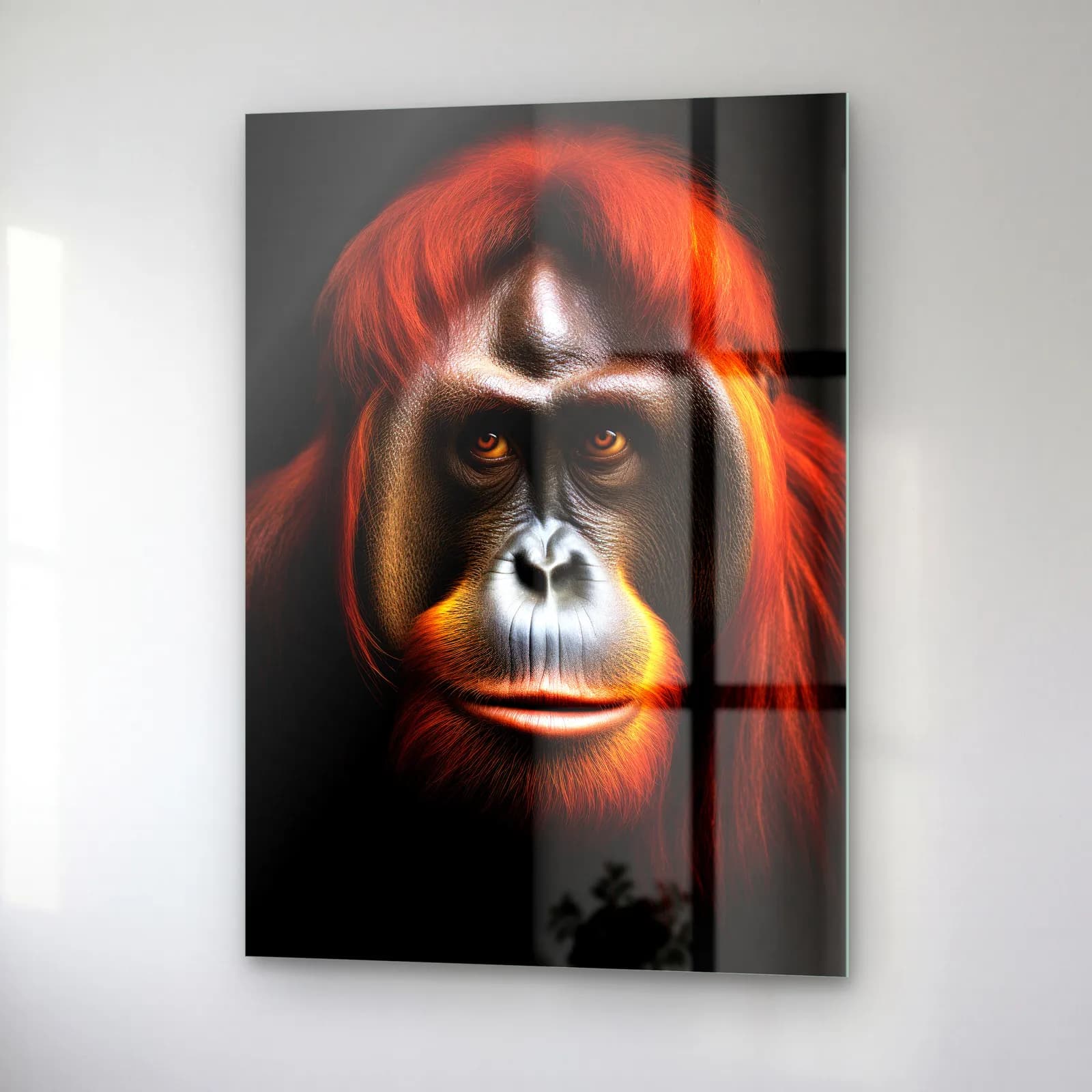 Kızıl Orangutan Portresi cam tablo — sağ açıdan görünüm