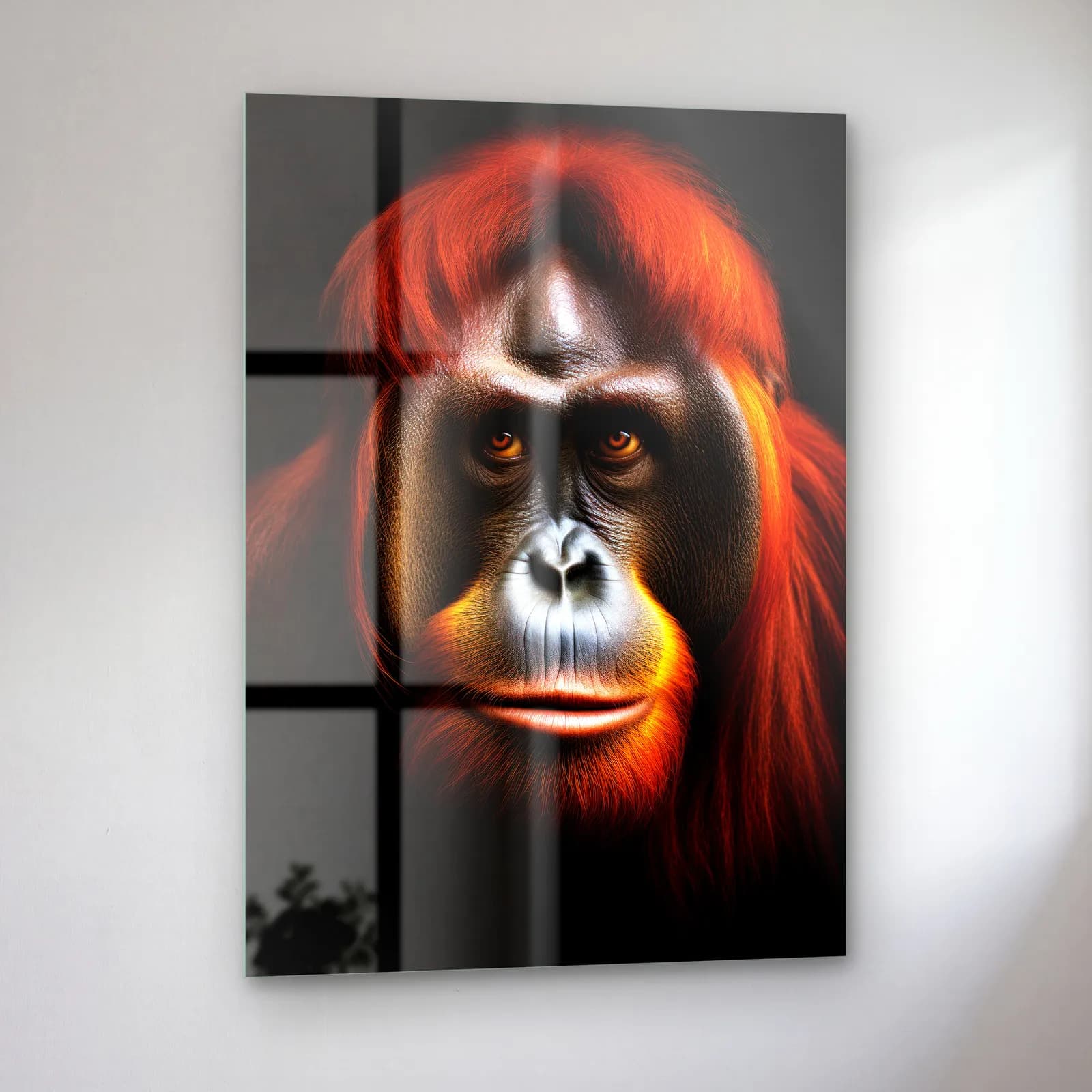 Kızıl Orangutan Portresi cam tablo — sol açıdan görünüm