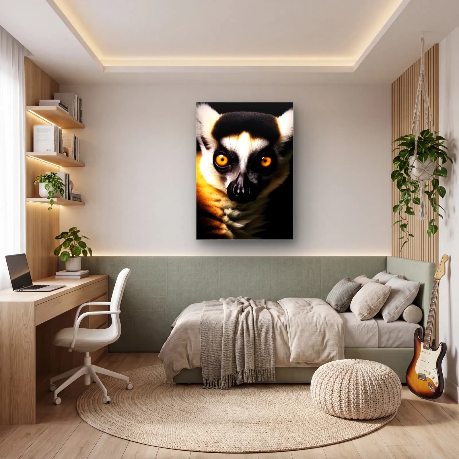 Sarı Gözlü Lemur cam tablo — genç odasında