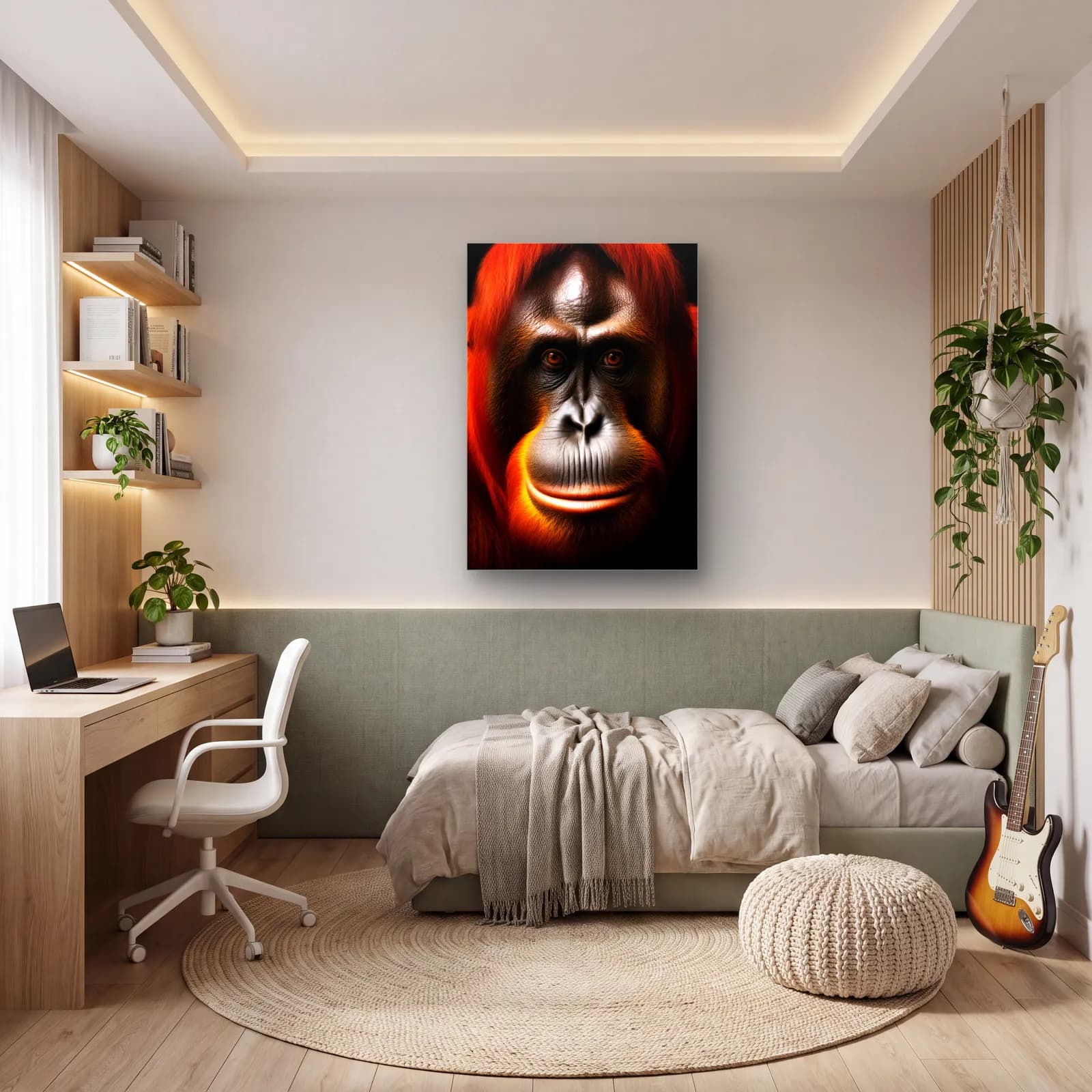 Turuncu Orangutan Yakın Plan cam tablo — genç odasında