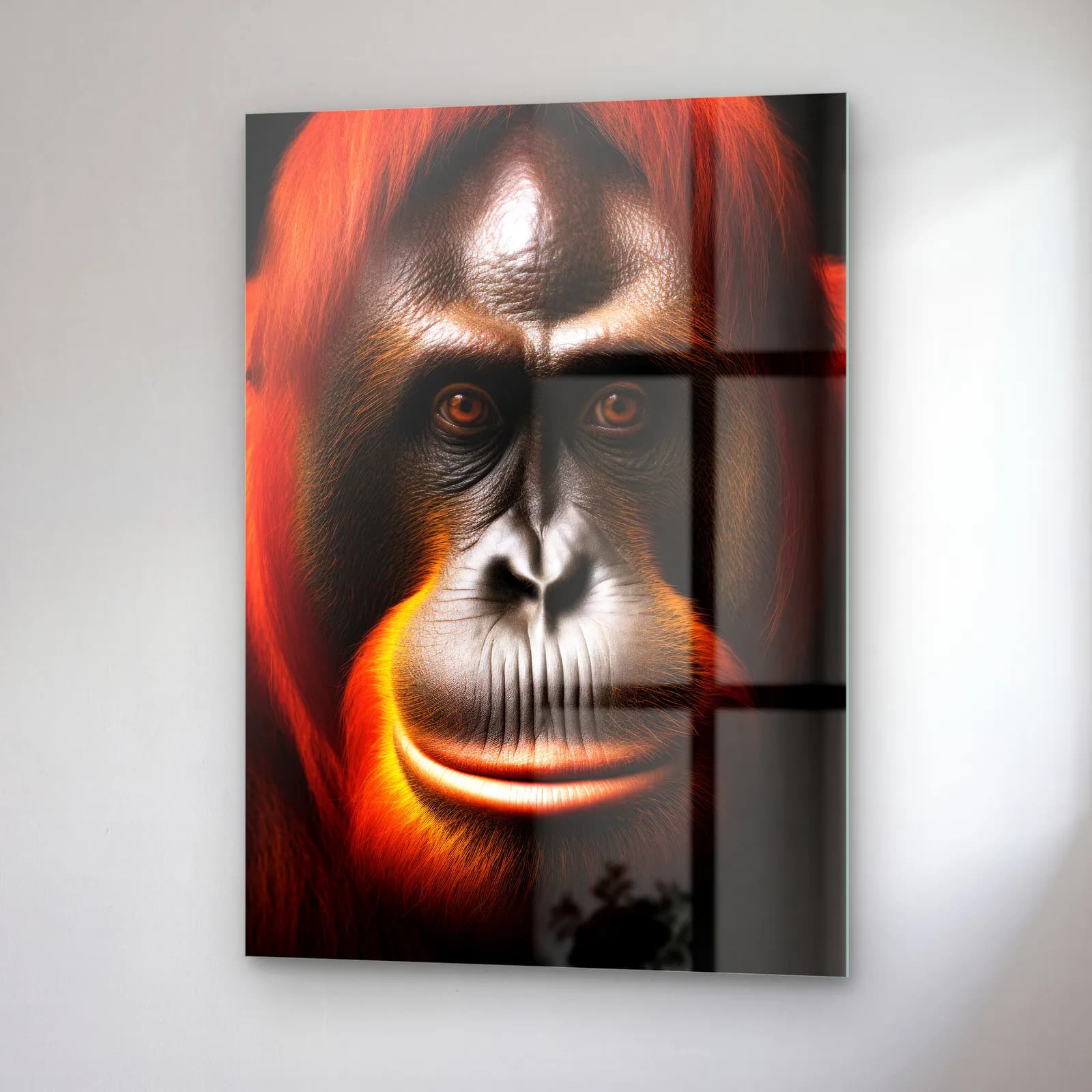 Turuncu Orangutan Yakın Plan cam tablo — sağ açıdan görünüm