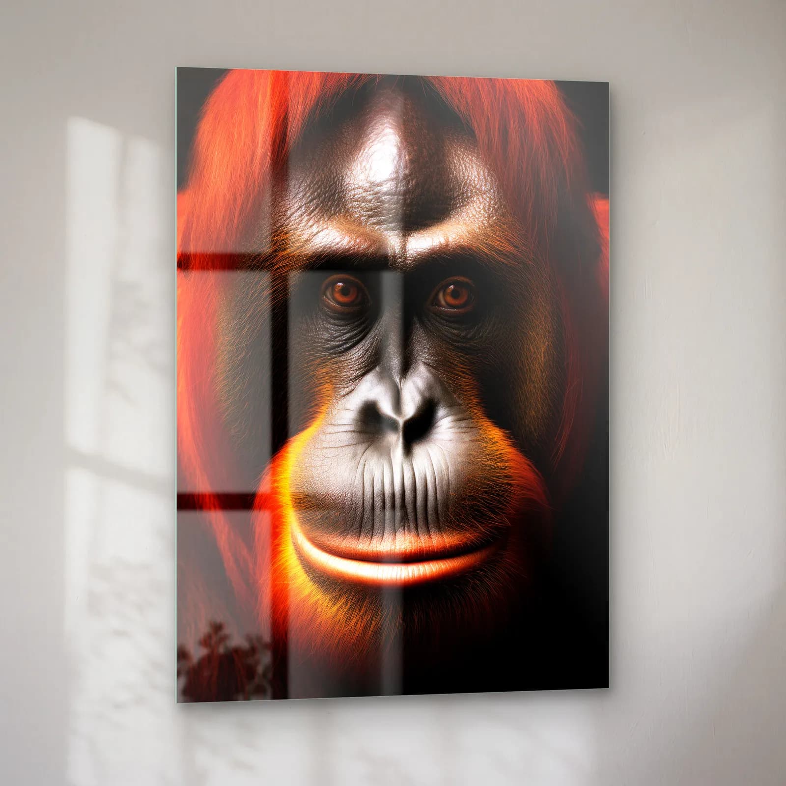 Turuncu Orangutan Yakın Plan cam tablo — sol açıdan görünüm
