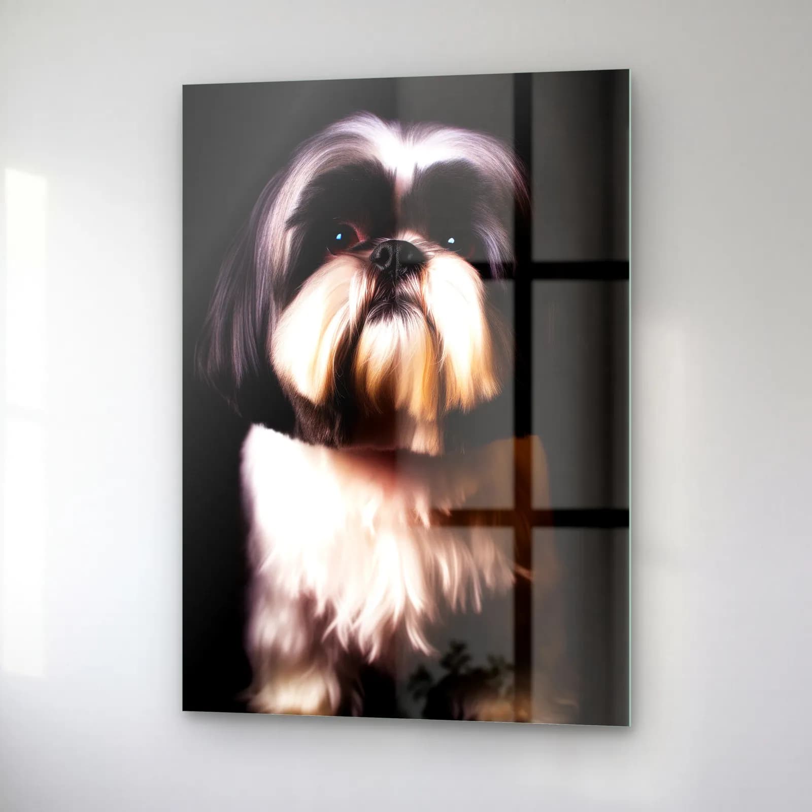 Shih Tzu Köpek Portresi cam tablo — sağ açıdan görünüm